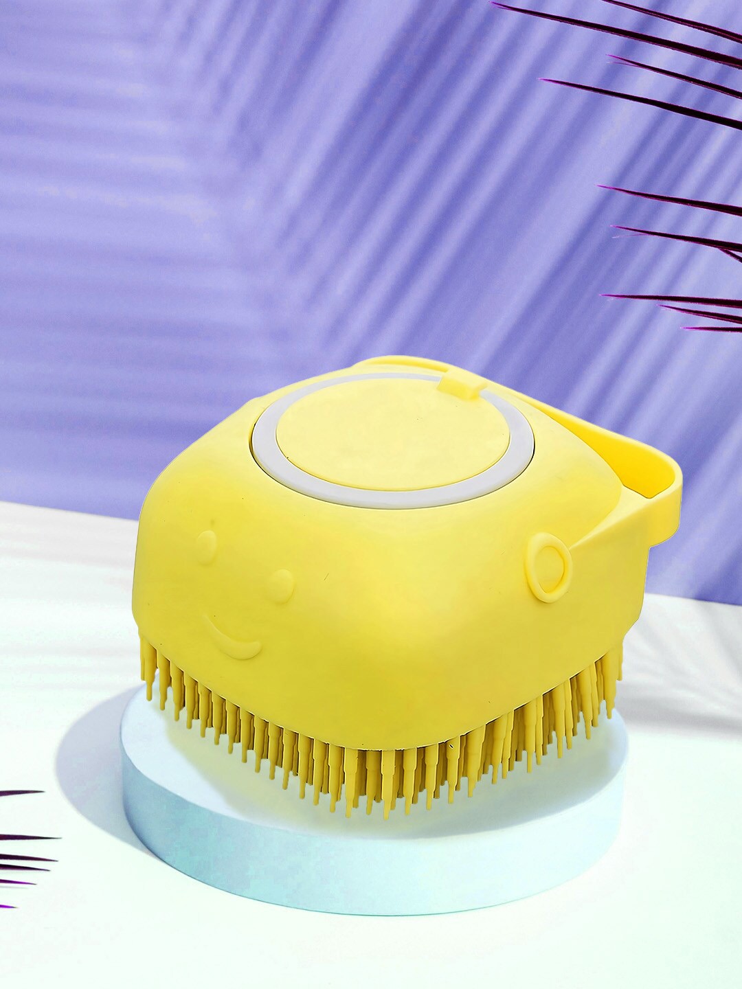 

MATRA Yellow Silicone Body Scrubber Shower Bath Brush With Soap Dispenser