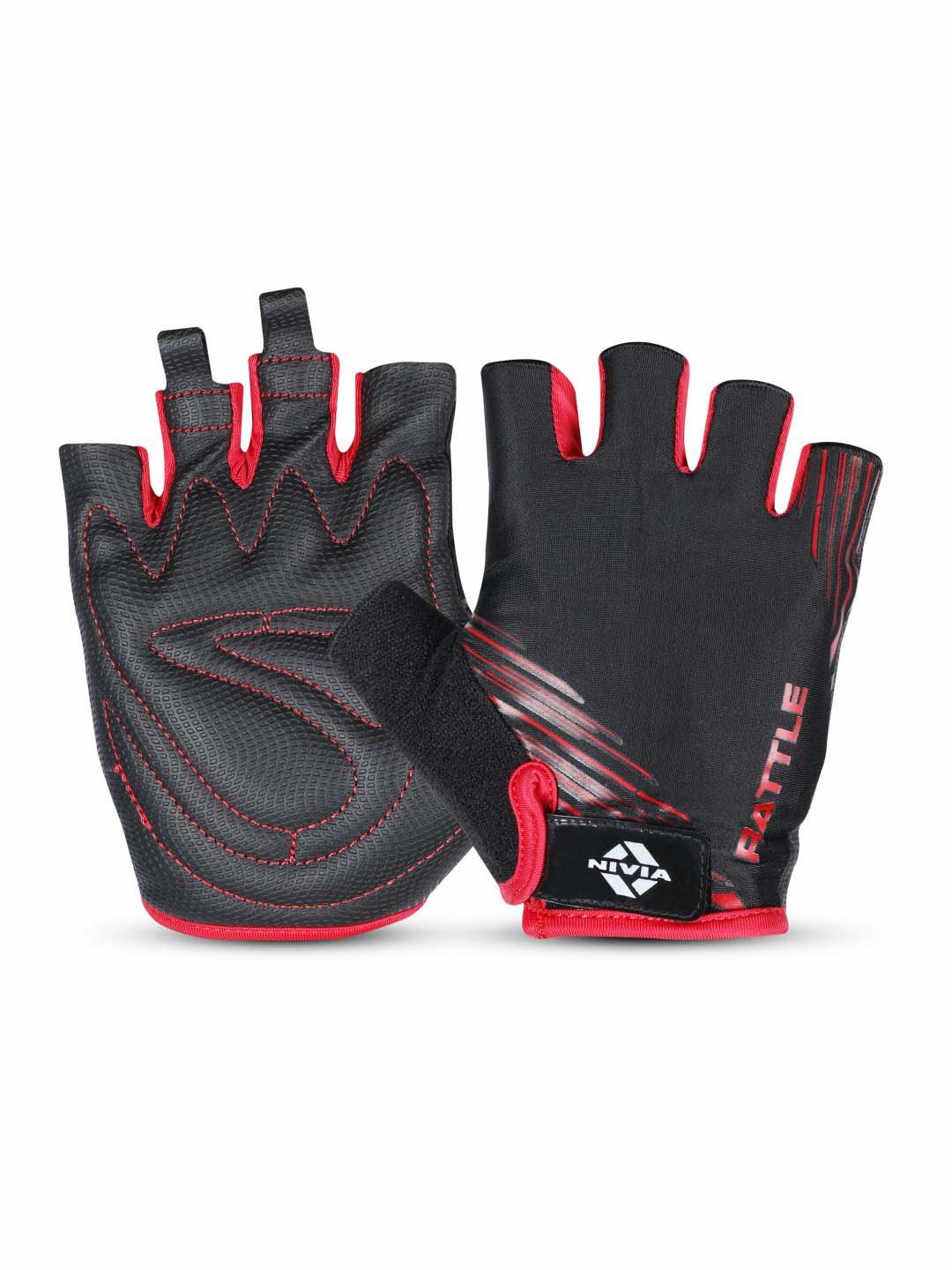 

NIVIA Printed 4-Way Stretch Rattle Gym Gloves, Black