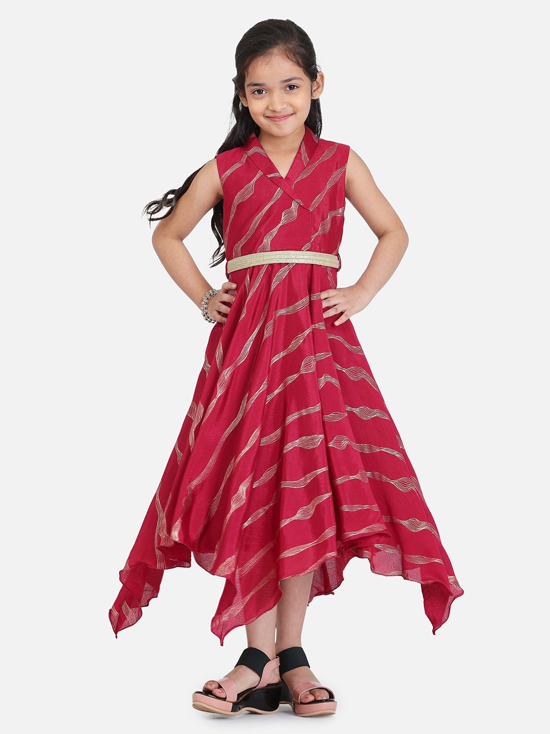 

Ethnovog Girls Print Fit & Flare Midi Dress, Purple