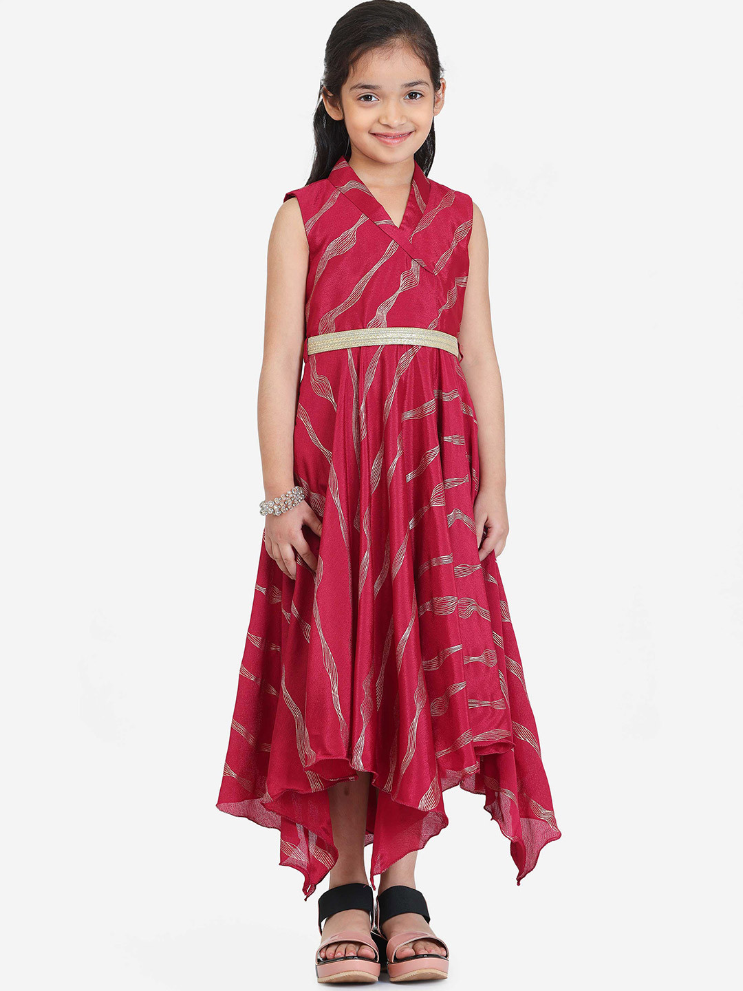 

Ethnovog Girls Print Fit & Flare Midi Dress, Purple