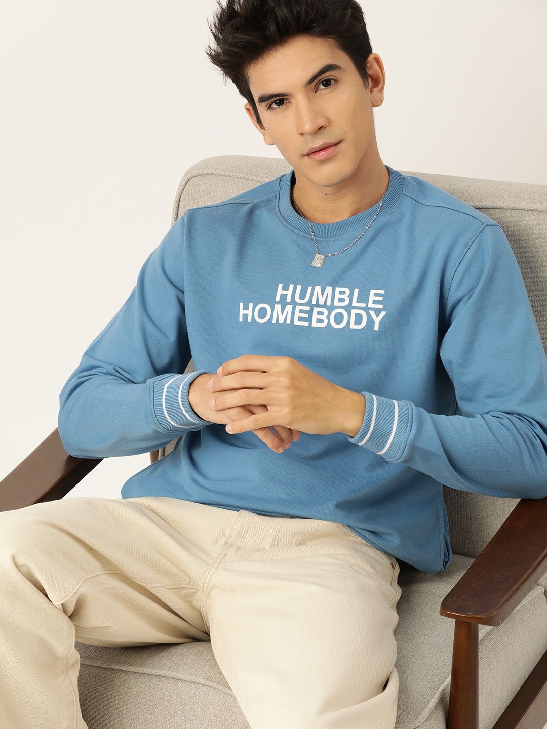 

Mast & Harbour Typography Printed Sweatshirt, Blue