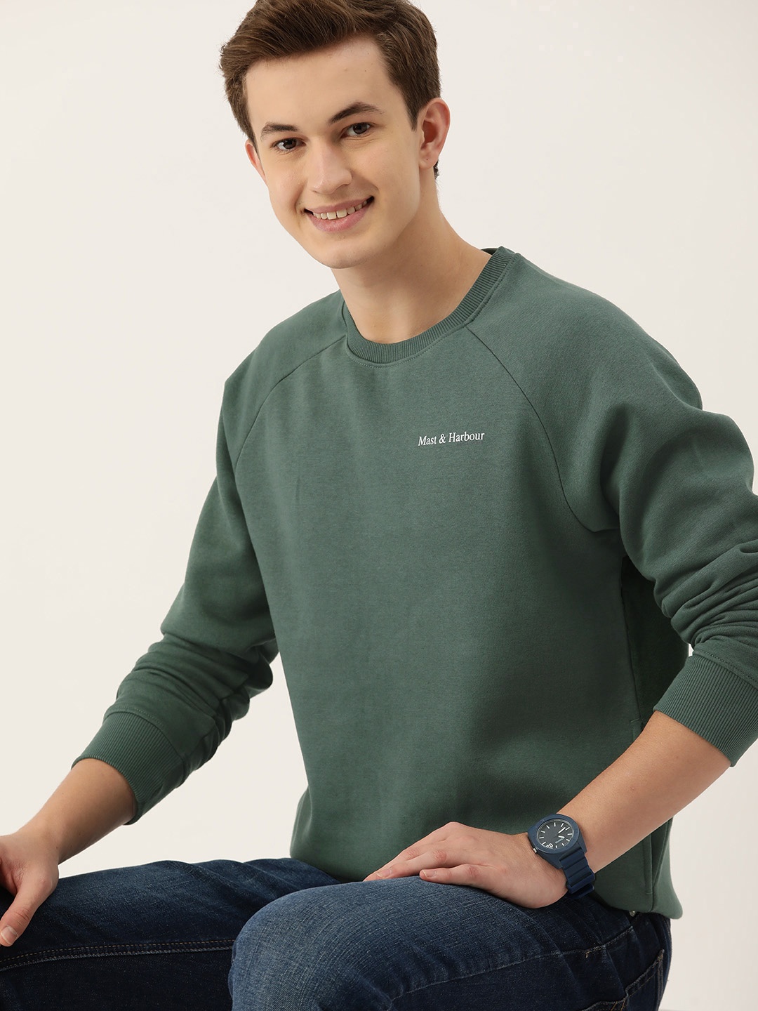 

Mast & Harbour Solid Pullover Sweatshirt, Green