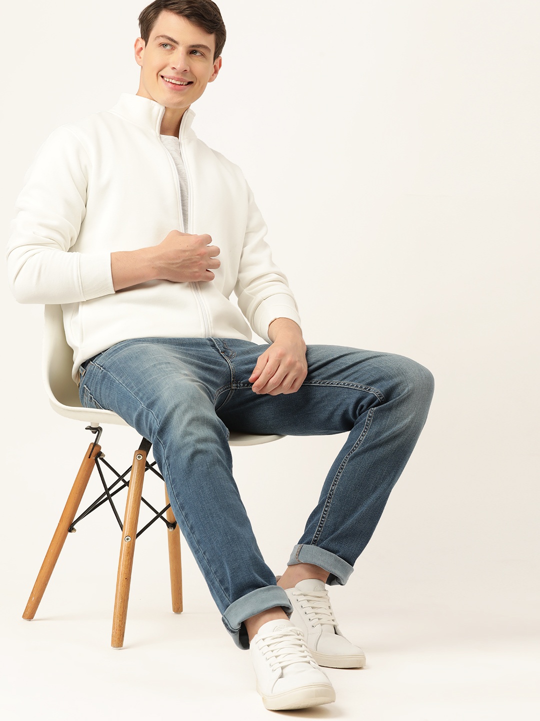 

Mast & Harbour Solid Front-Open Sweatshirt, White