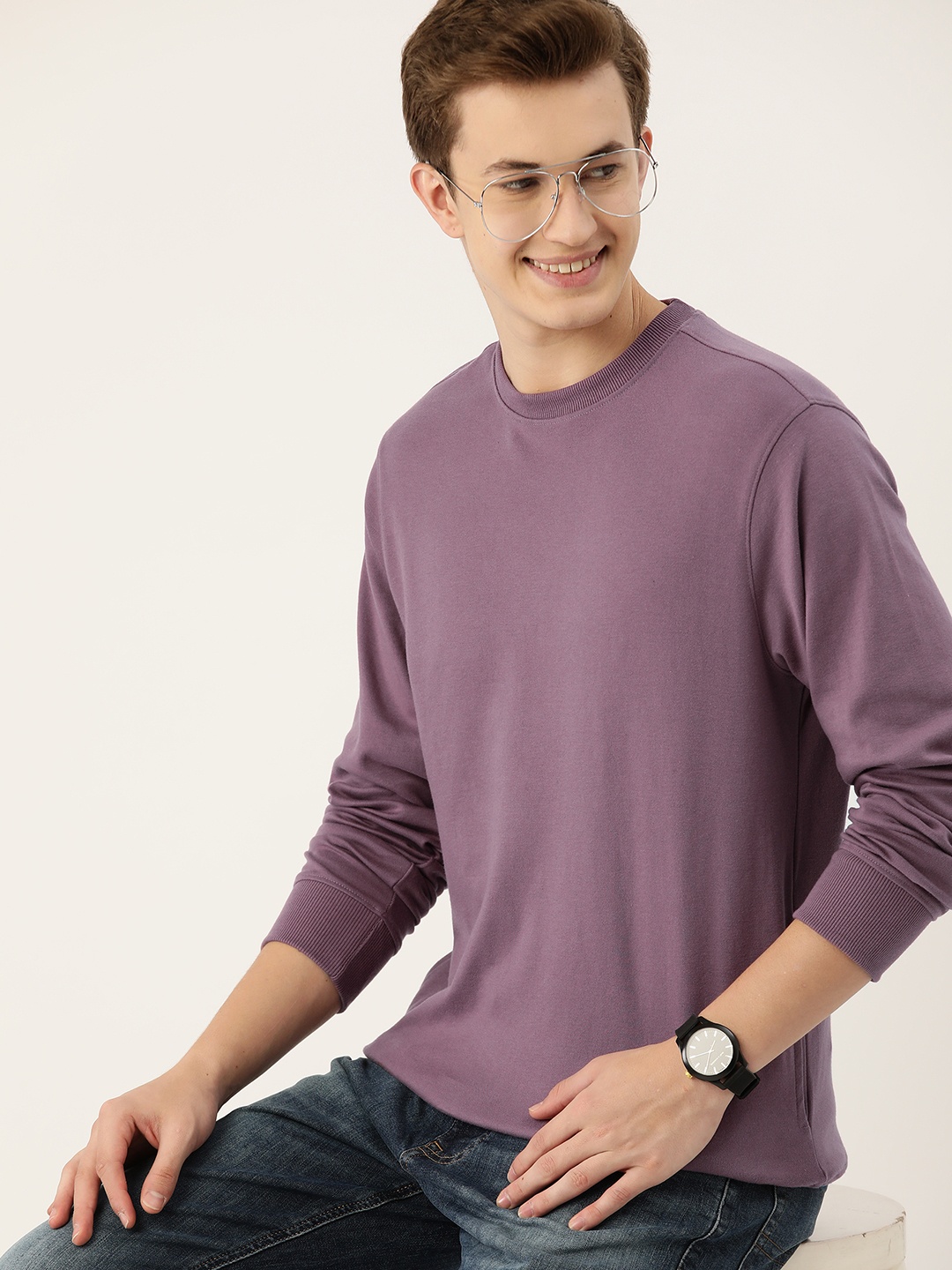 

Mast & Harbour Round Neck Sweatshirt, Mauve