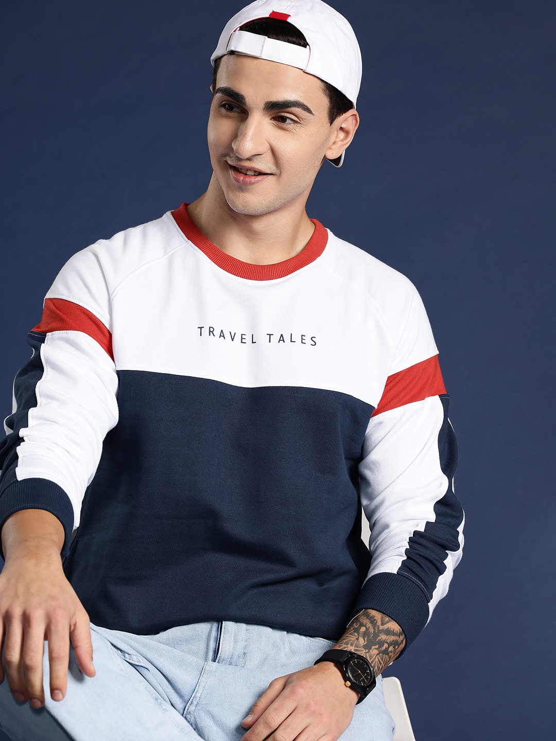 

Mast & Harbour Colourblocked Sweatshirt, White