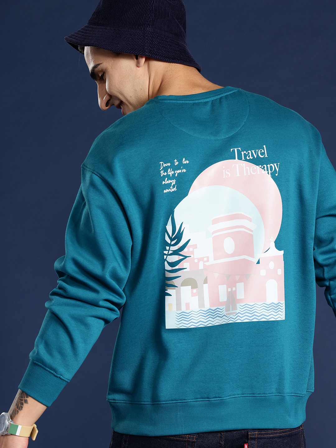 

Mast & Harbour Graphic Printed Sweatshirt, Blue