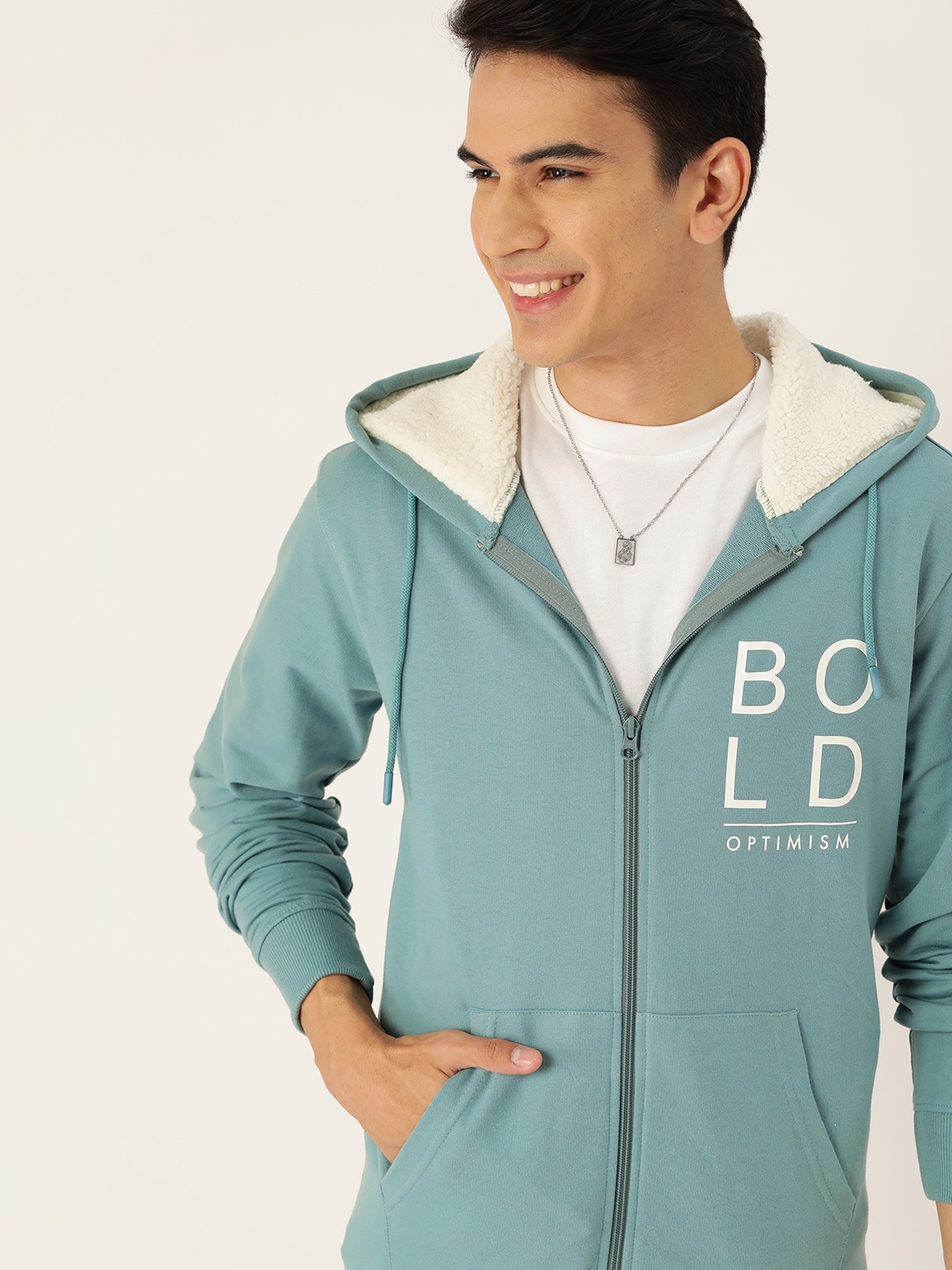 

Mast & Harbour Printed Hooded Sweatshirt, Blue