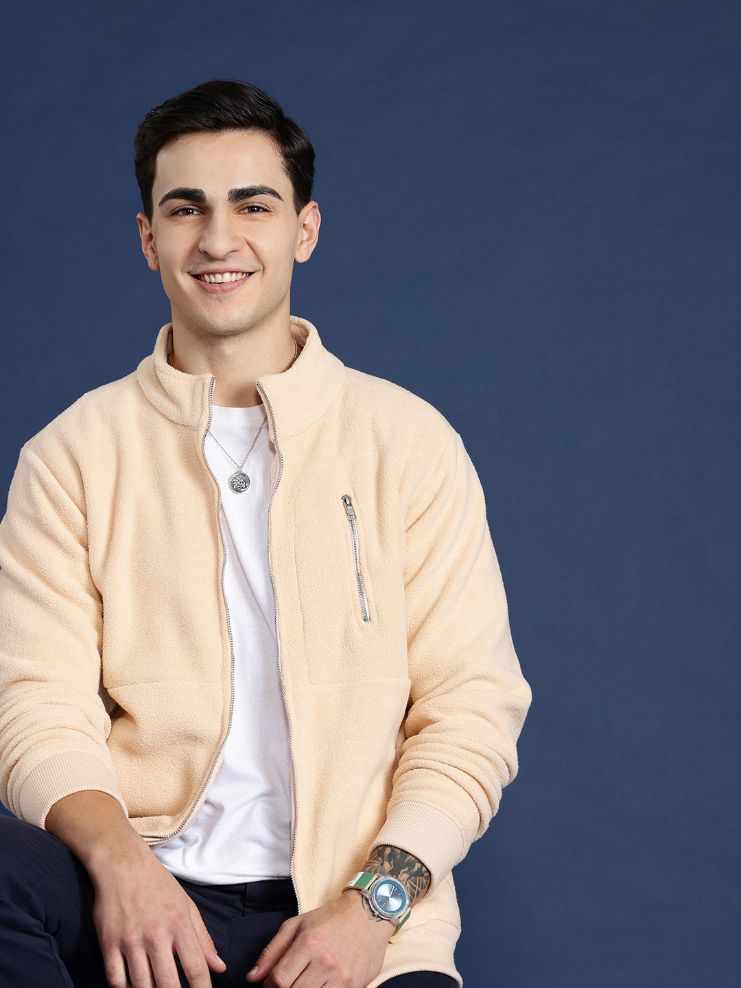 

Mast & Harbour Fleece Sweatshirt, Beige