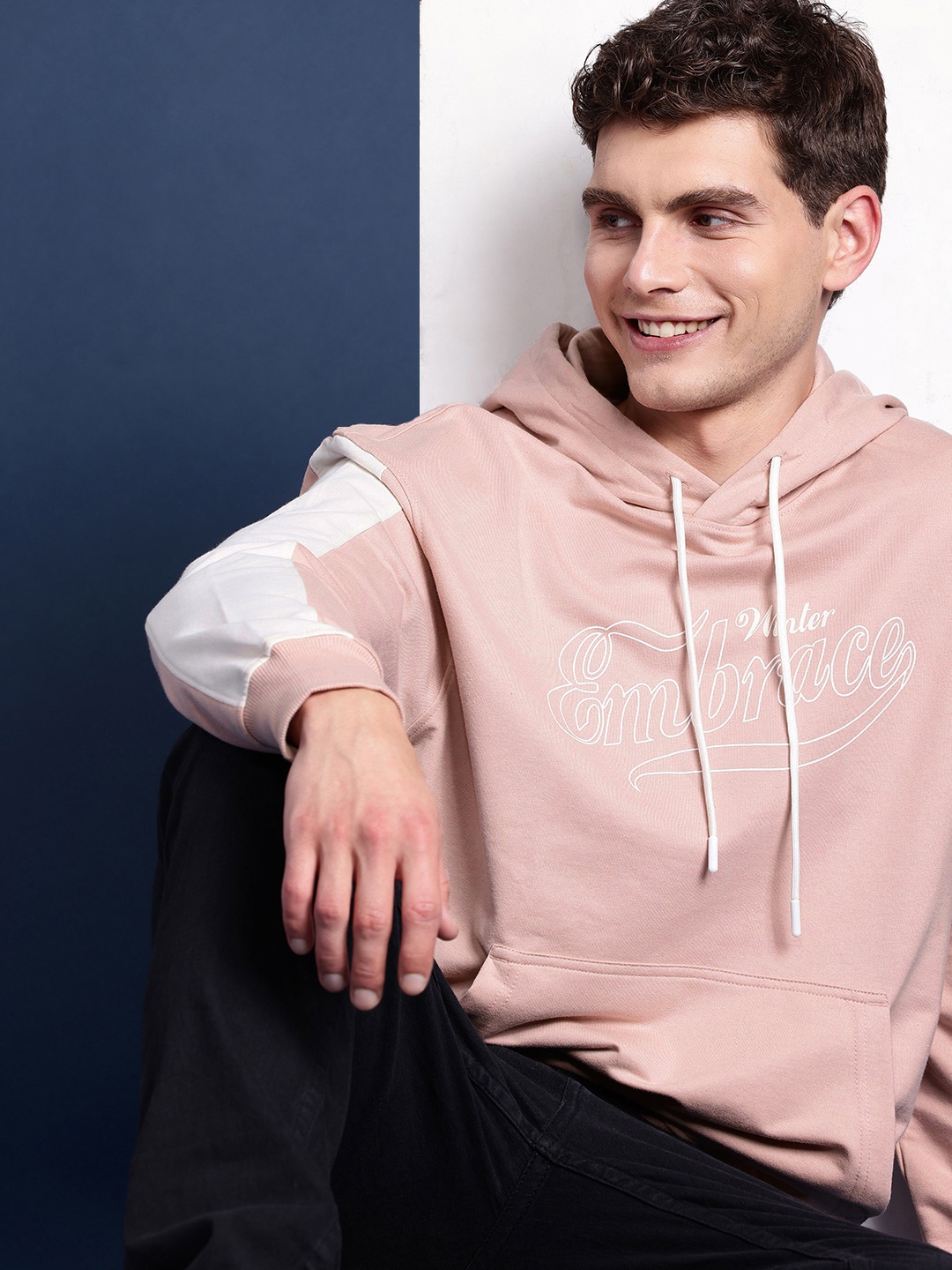 

Mast & Harbour Printed Hooded Sweatshirt, Pink