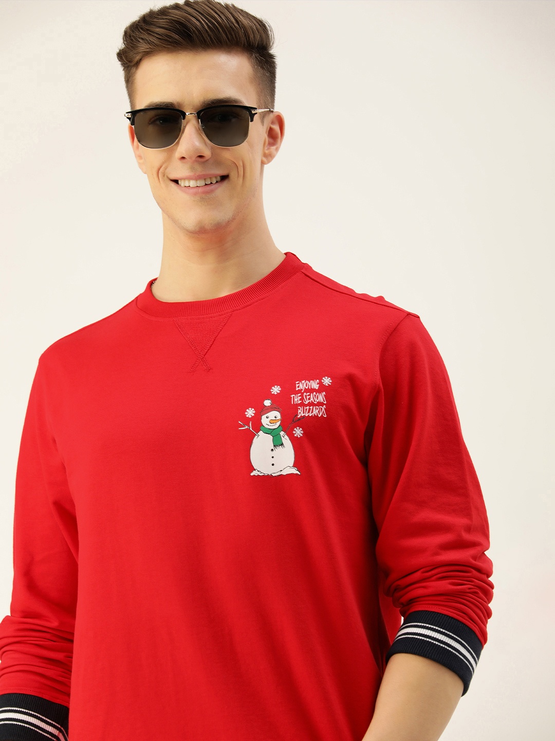 

Mast & Harbour Printed Round Neck Long Sleeves Sweatshirt, Red