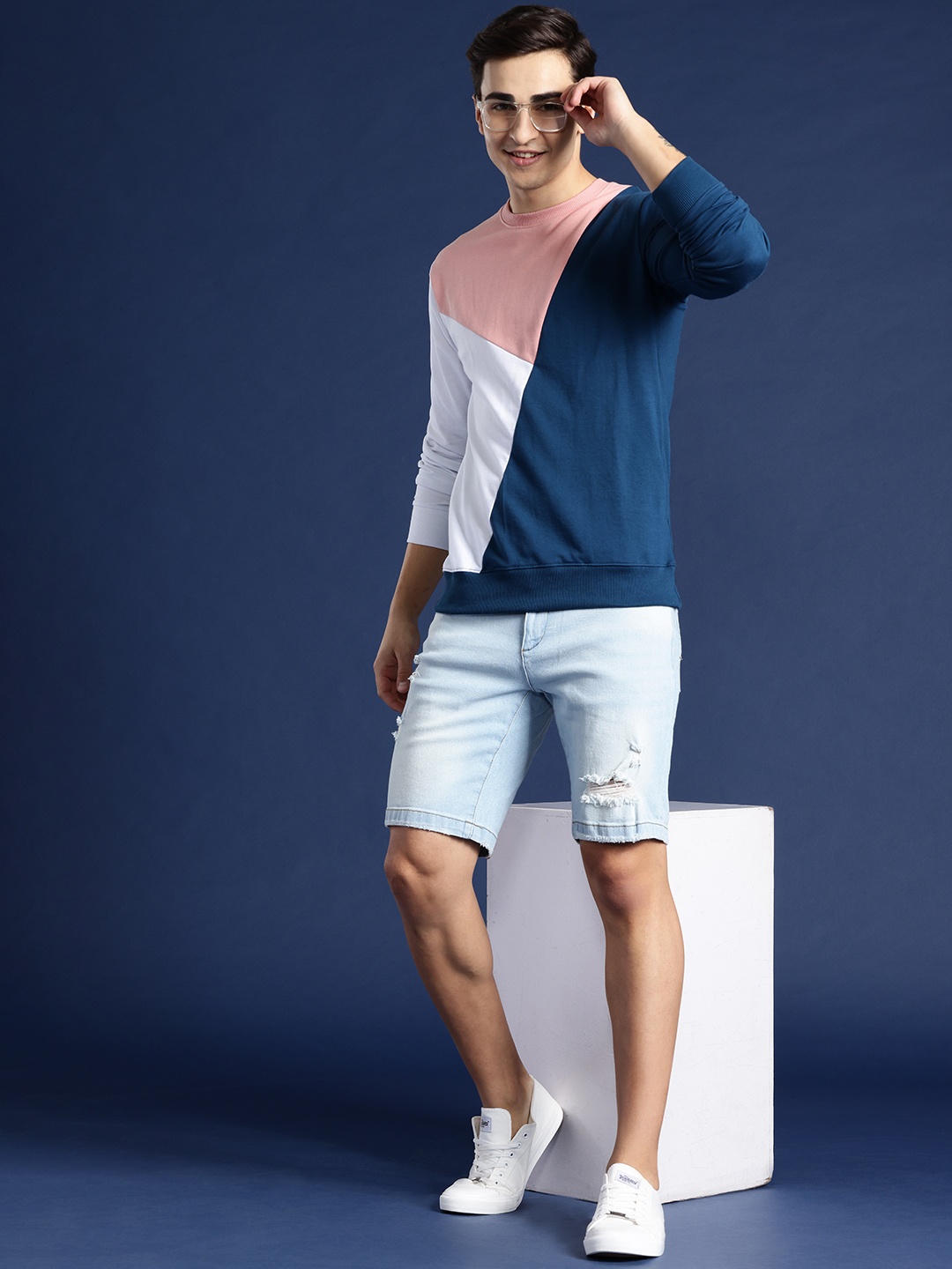 

Mast & Harbour Colourblocked Sweatshirt, Navy blue