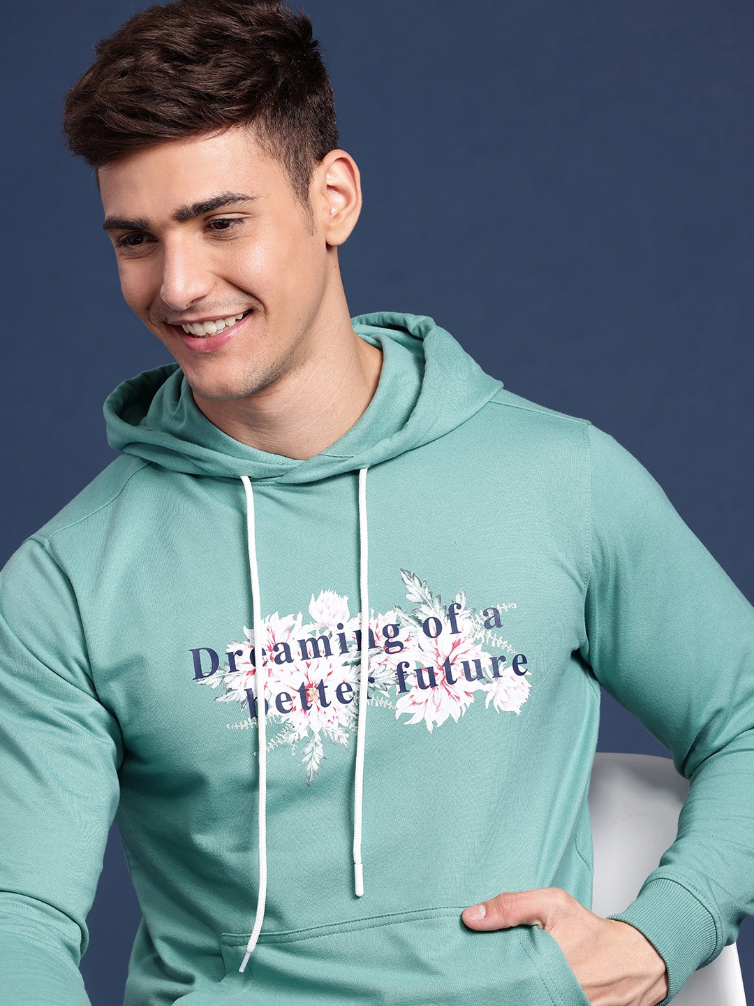 

Mast & Harbour Printed Hooded Sweatshirt, Green