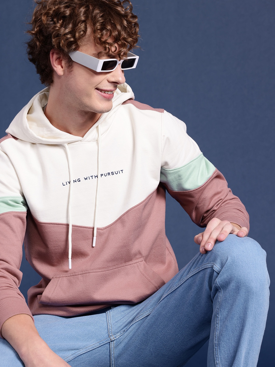 

Mast & Harbour Colourblocked Hooded Sweatshirt, White