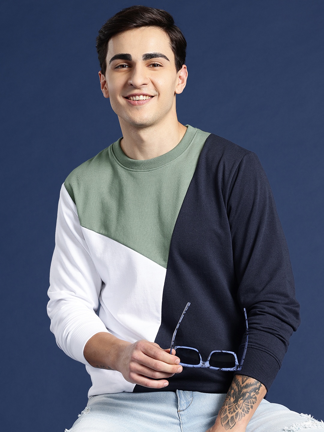 

Mast & Harbour Colourblocked Sweatshirt, White