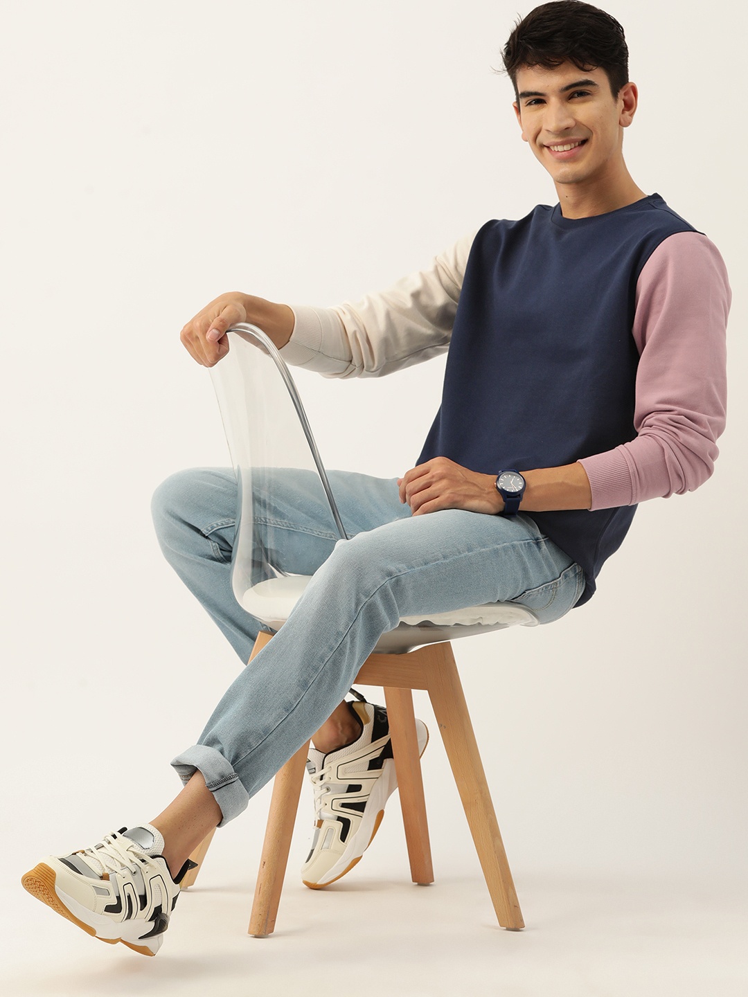 

Mast & Harbour Men Solid Sweatshirt, Navy blue
