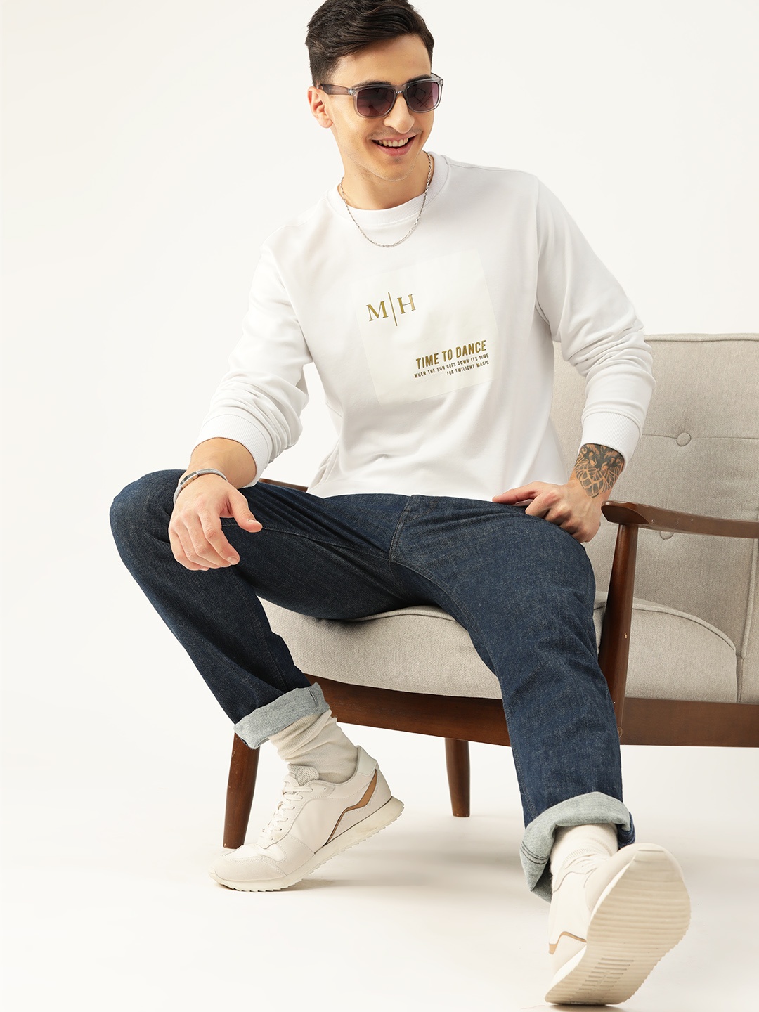 

Mast & Harbour Typography Printed Sweatshirt, White