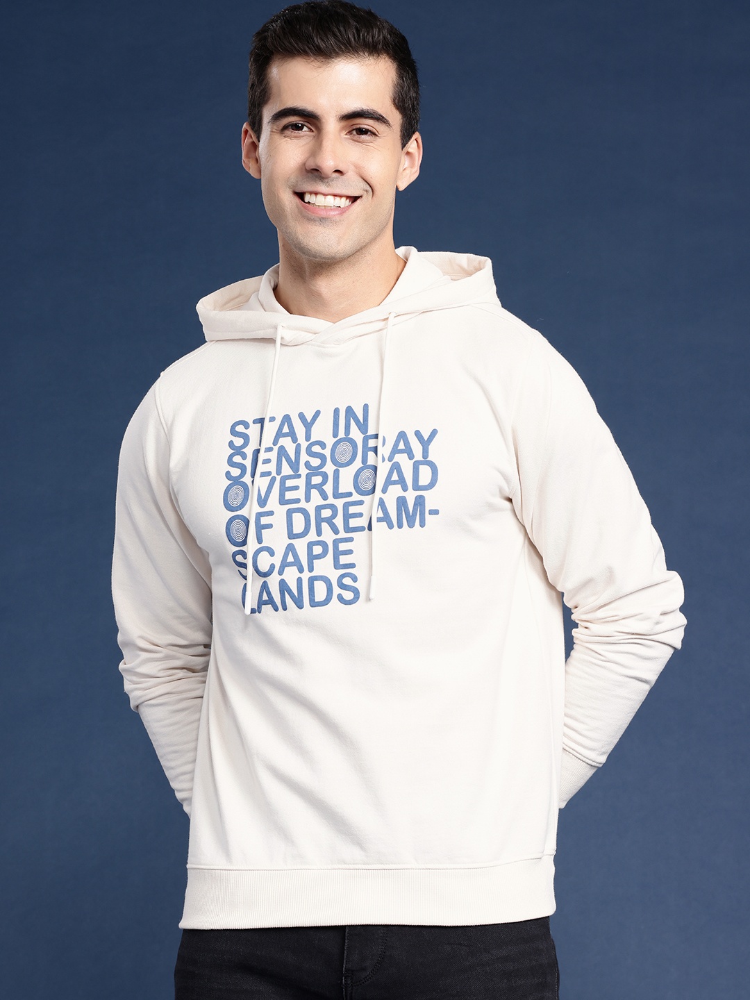 

Mast & Harbour Typography Printed Pullover Hooded Sweatshirt, White