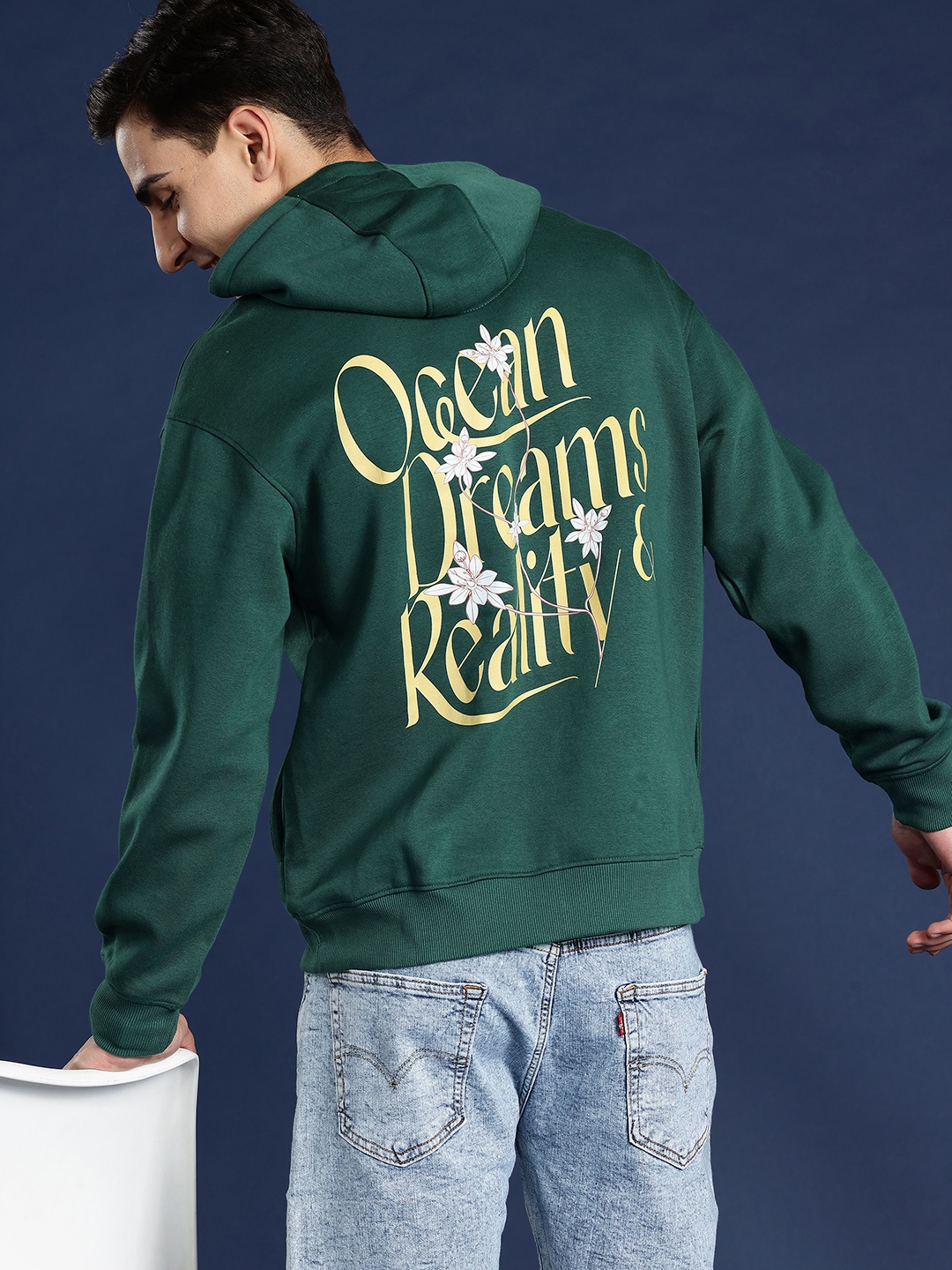 

Mast & Harbour Printed Hooded Sweatshirt, Green