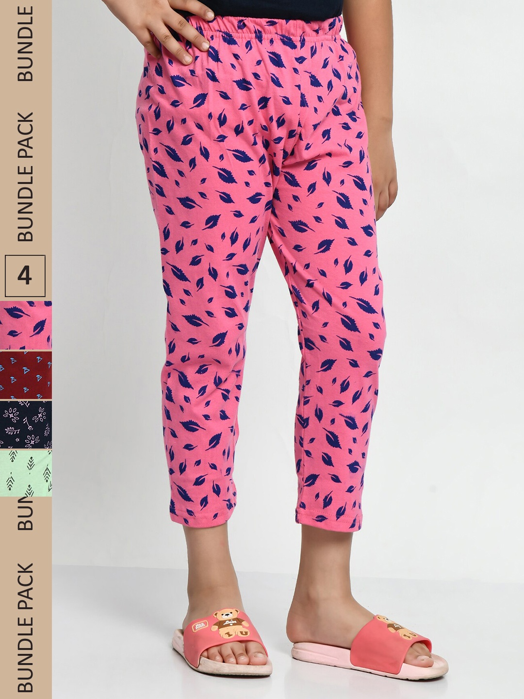 

BAESD Girls Pack of 5 Printed Pure Cotton Capris, Navy blue
