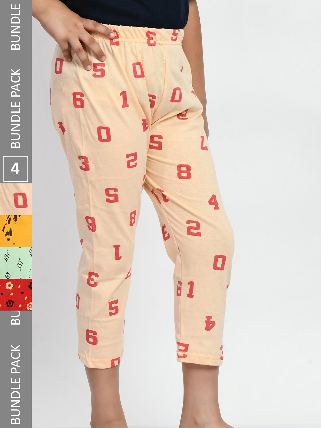 

BAESD Girls Pack of 4 Printed Pure Cotton Capris, Yellow