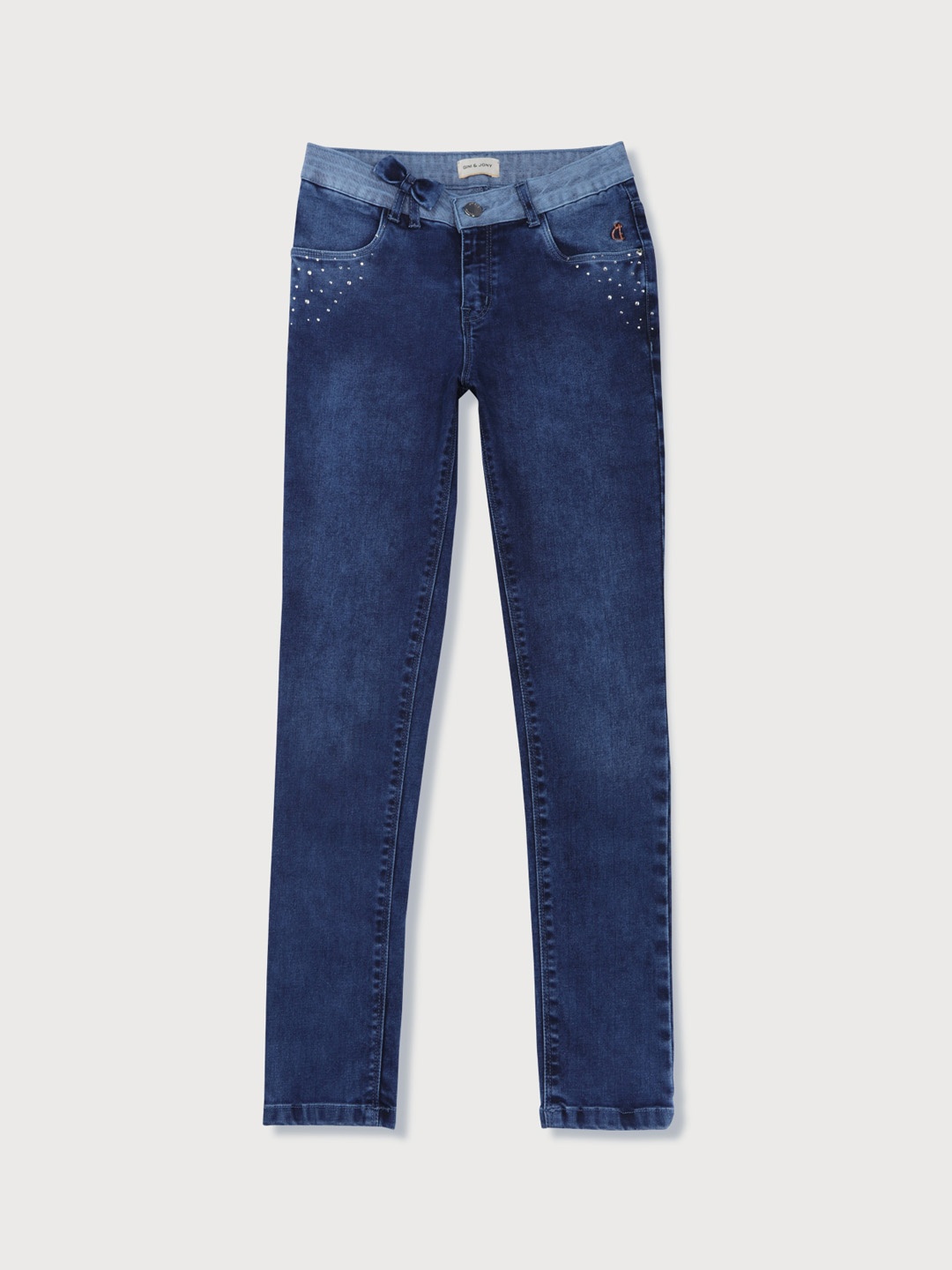 

Gini and Jony Girls Mid-Rise Clean Look Light Fade Denim Jeans, Navy blue