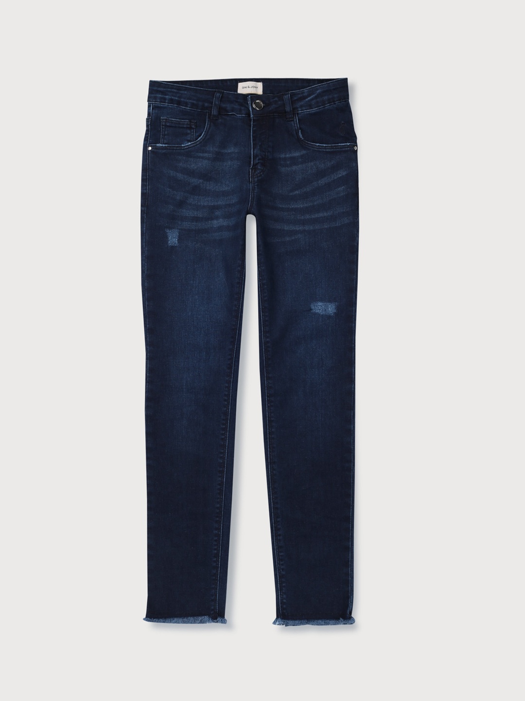 

Gini and Jony Girls Navy Blue Light Fade Ripped Jeans