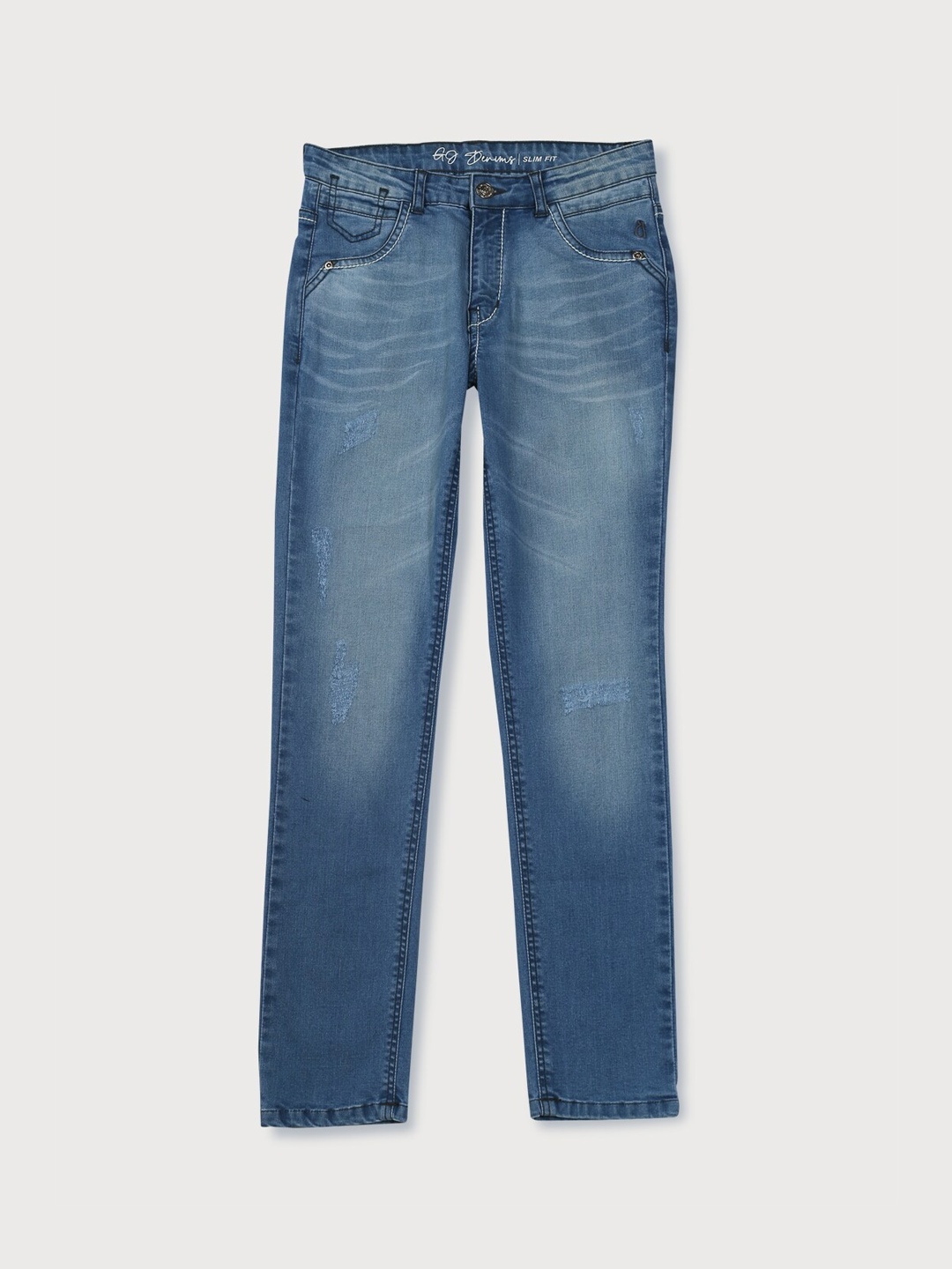 

Gini and Jony Girls Mid-Rise Fight Fade Low Distress Jeans, Blue