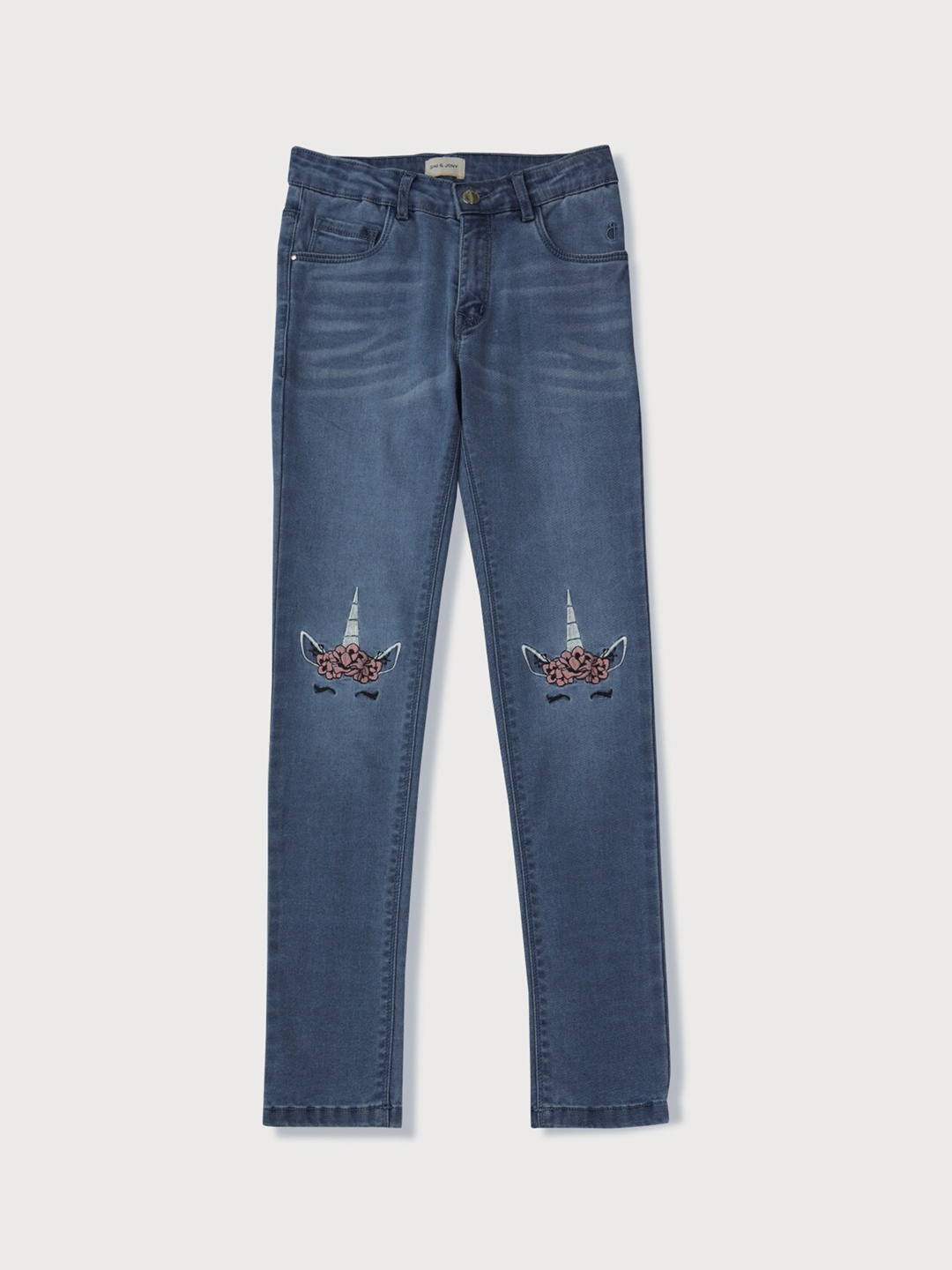 

Gini and Jony Girls Mid-Rise Fight Fade Clean Look Jeans, Blue