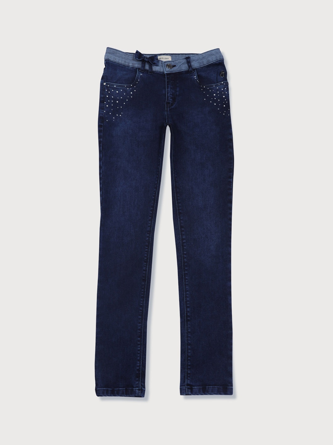 

Gini and Jony Girls Mid-Rise Embellished Jeans, Navy blue
