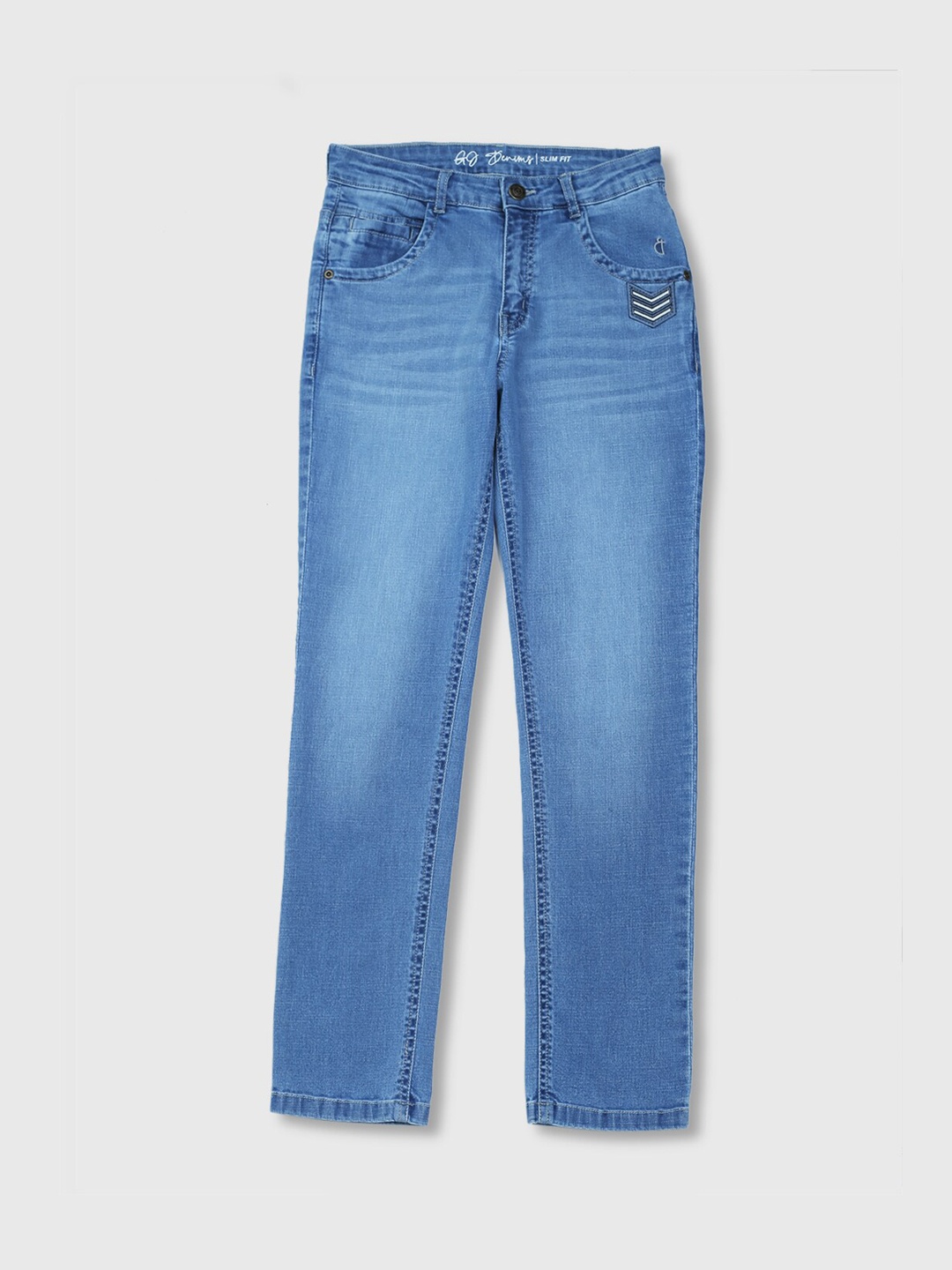 

Gini and Jony Boys Mid Rise Clean Look Light Fade Whiskers Denim Jeans, Blue