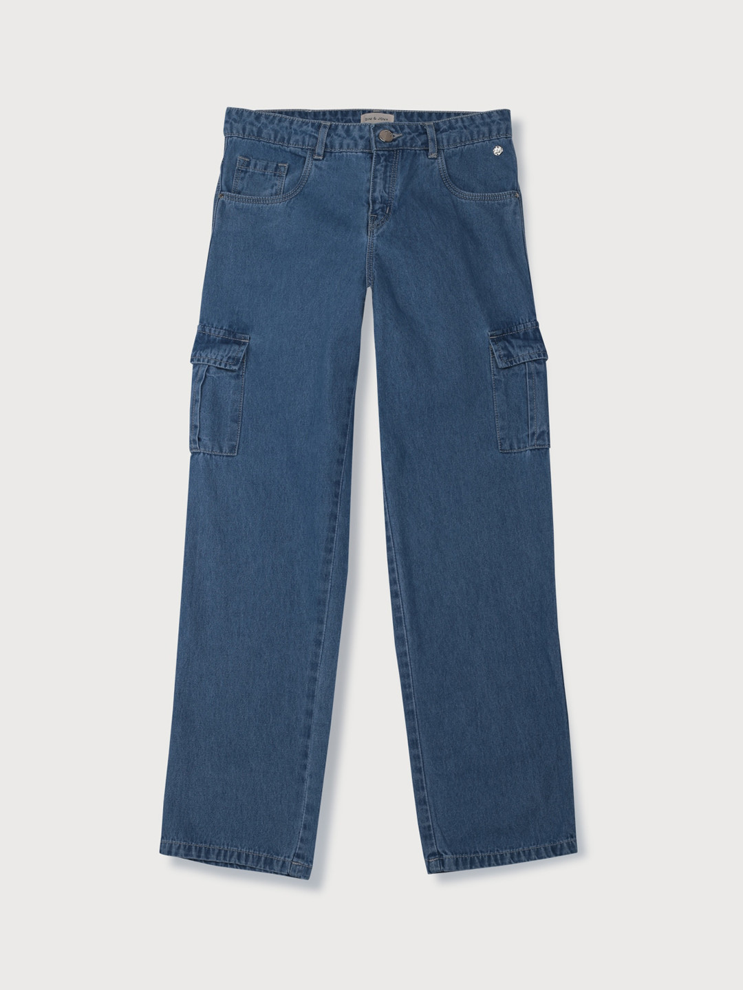 

Gini and Jony Girls Mid-Rise Cargo Denim Jeans, Blue