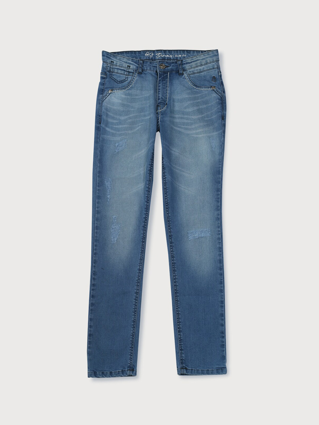 

Gini and Jony Boys Mid Rise Clean Look Heavy Fade Whiskers Denim Jeans, Blue