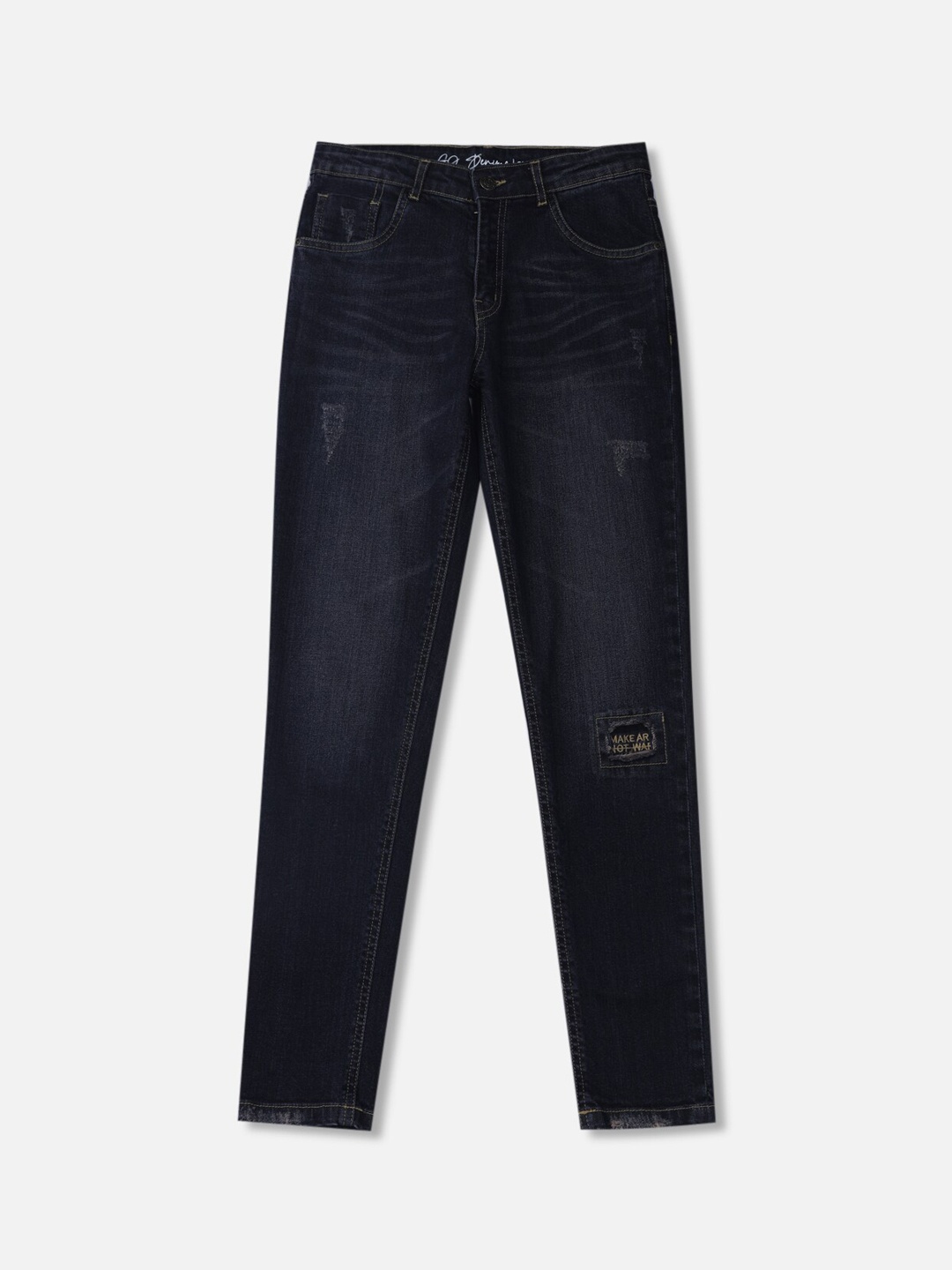 

Gini and Jony Boys Mid Rise Mildly Distressed Whiskers Denim Jeans, Black