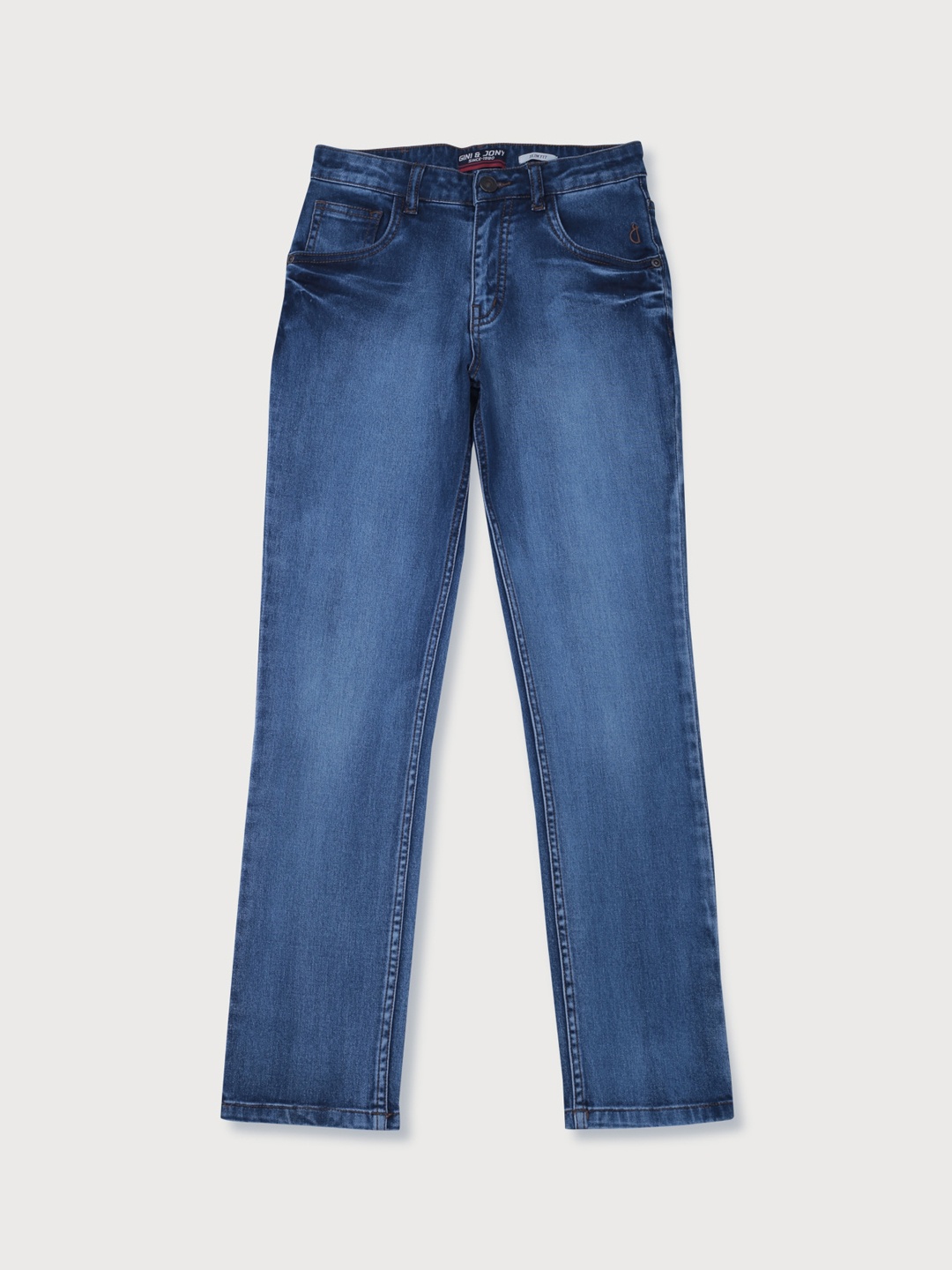 

Gini and Jony Boys Mid-Rise Clean Look Light Fade Denim Jeans, Navy blue