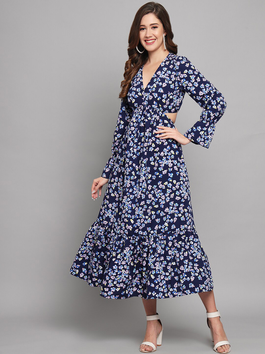

Funday Fashion Floral Print Crepe Midi Dress, Blue