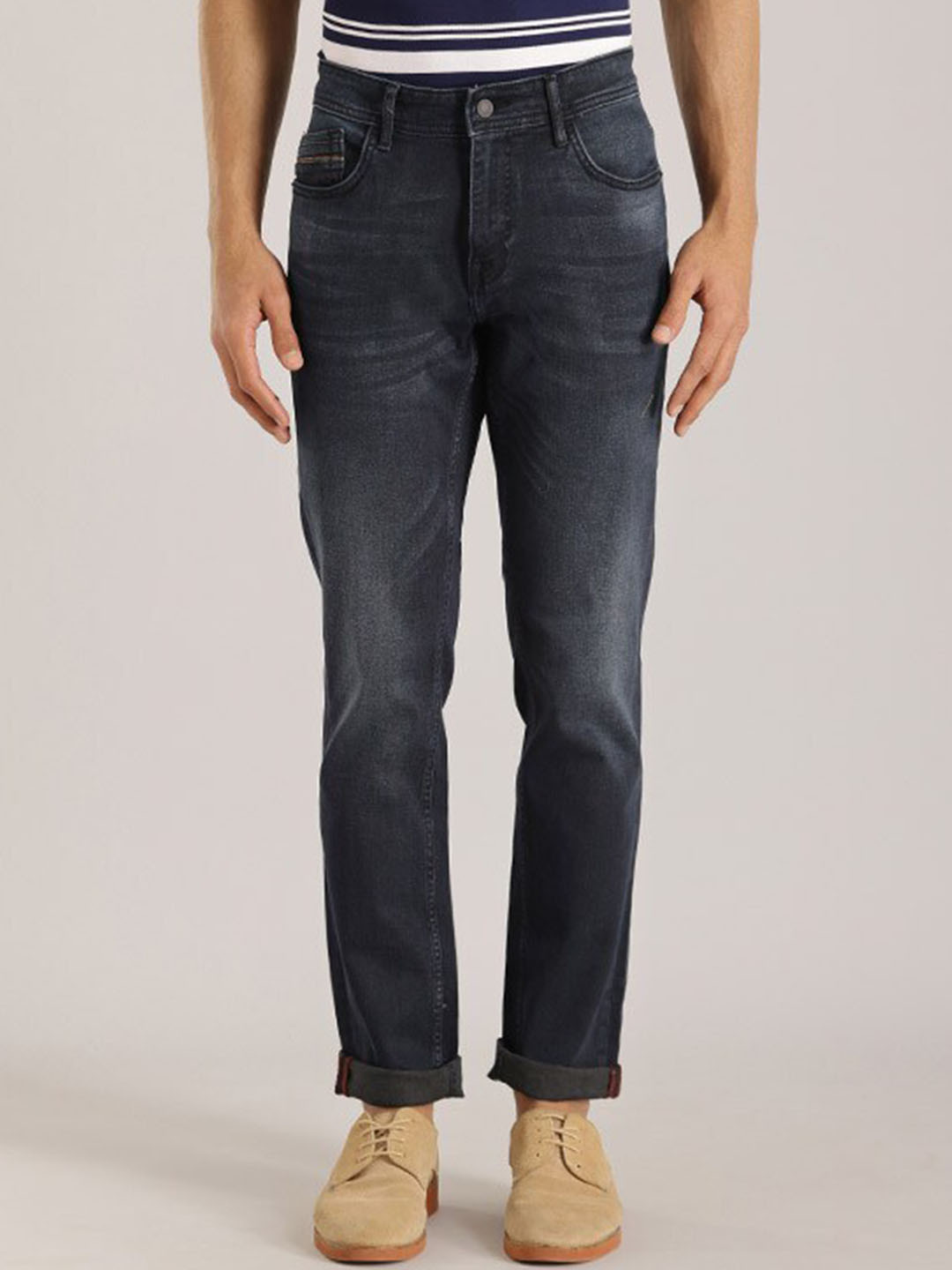 

Indian Terrain Men Mid-Rise Brooklyn Slim Fit Clean Look Light Fade Jeans, Blue