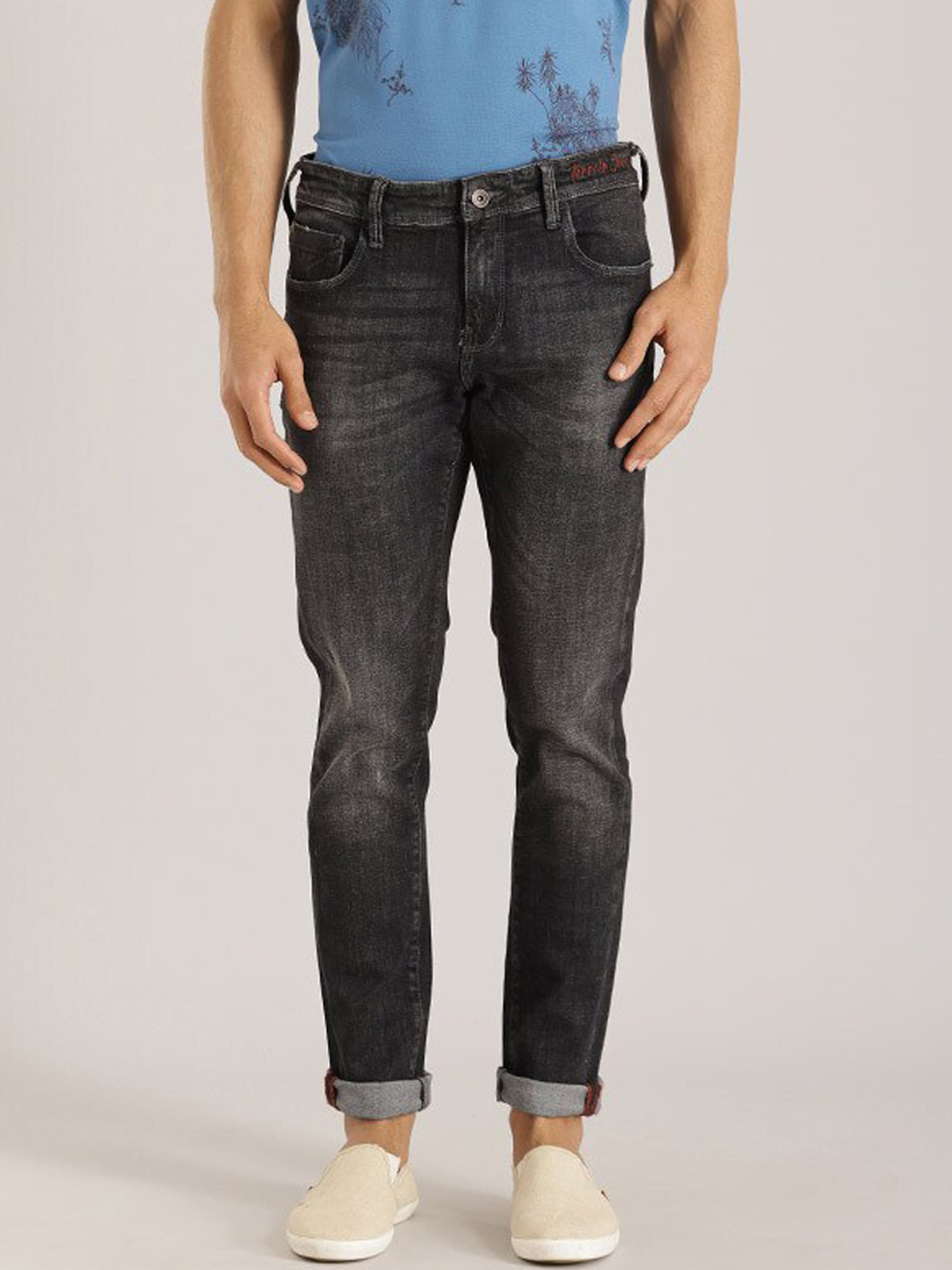 

Indian Terrain Men Mid-Rise Brooklyn Slim Fit Clean Look Heavy Fade Jeans, Black