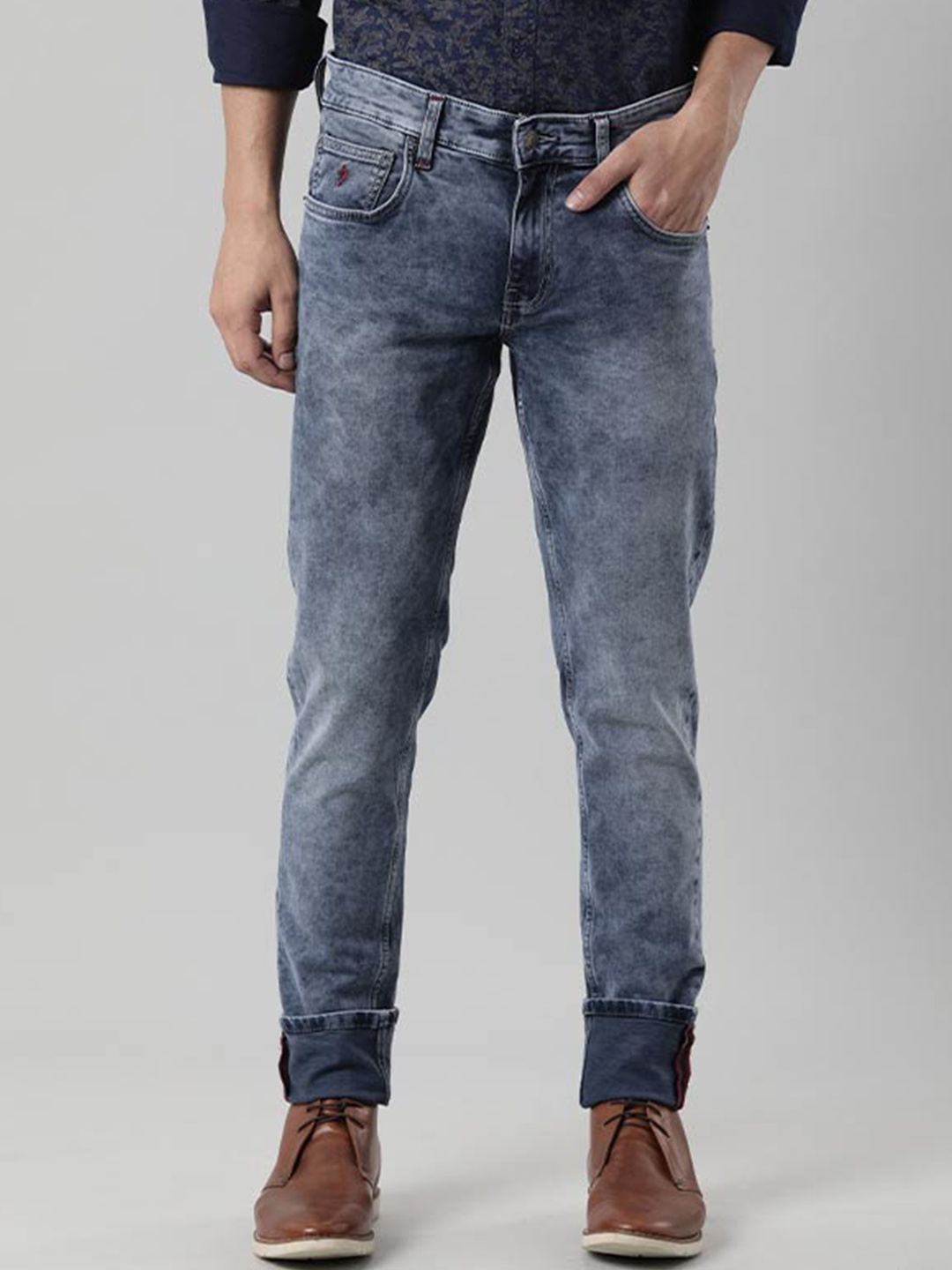 

Indian Terrain Men Brooklyn Slim Fit Heavy Fade Pure Cotton Jeans, Blue