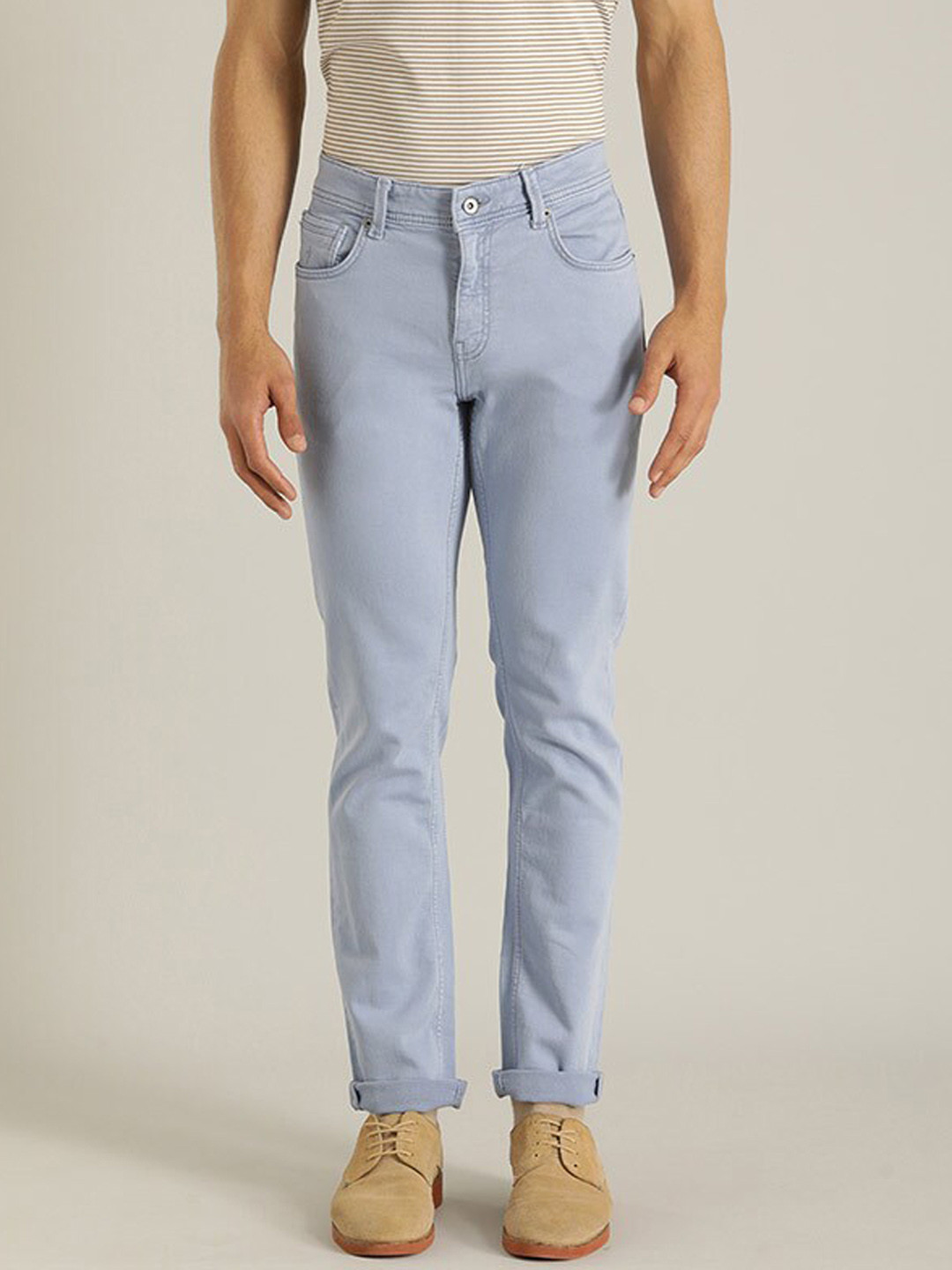 

Indian Terrain Men Brooklyn Mid Rise Pure Cotton Jeans, Blue