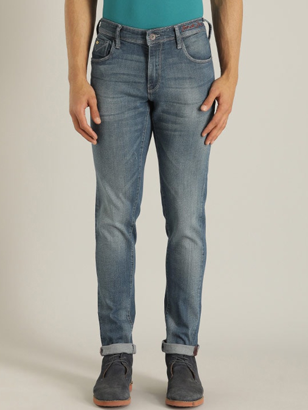 

Indian Terrain Men Brooklyn Slim Fit Heavy Fade Pure Cotton Jeans, Blue