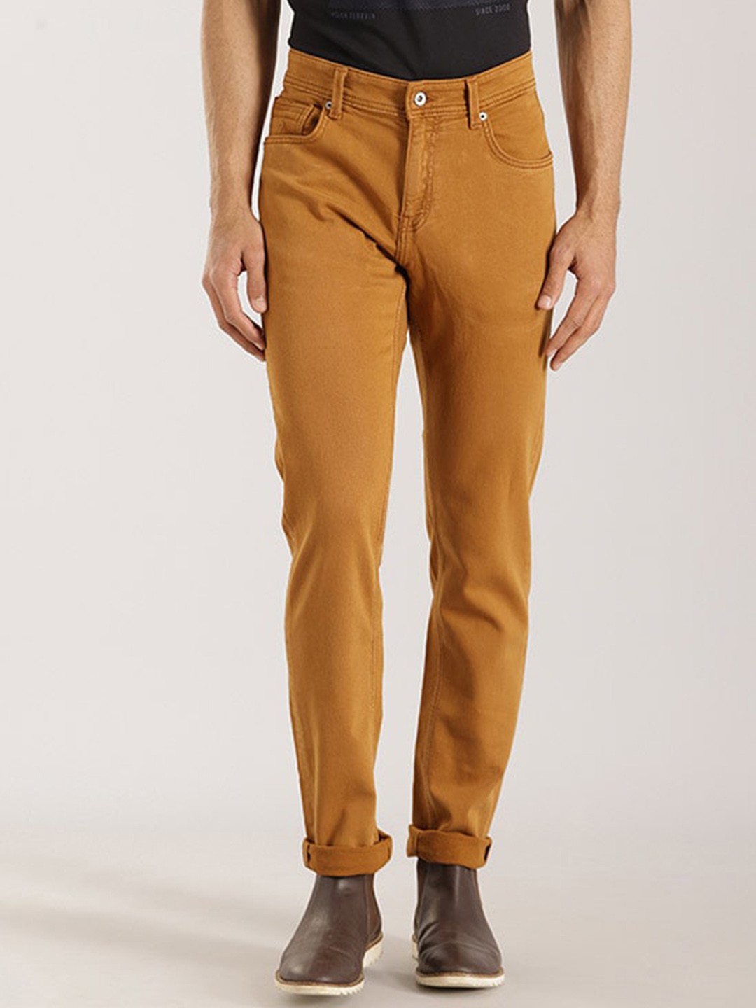 

Indian Terrain Men Brooklyn Slim Fit Coloured Jeans, Mustard