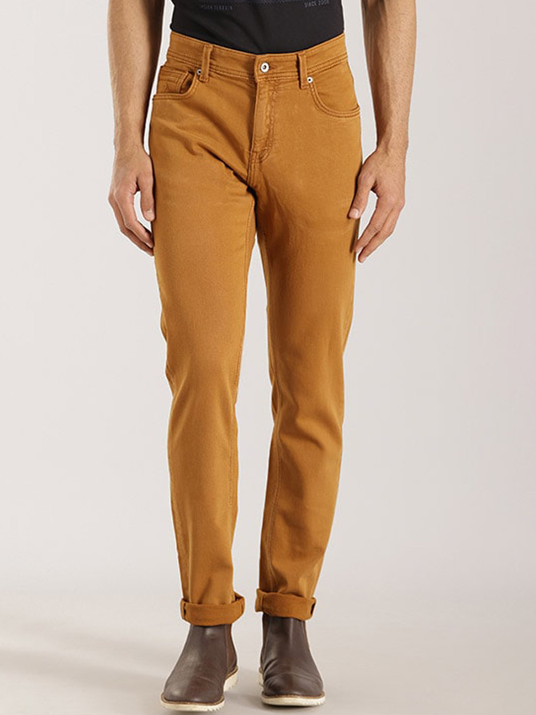 

Indian Terrain Men Brooklyn Slim Fit Coloured Jeans, Mustard