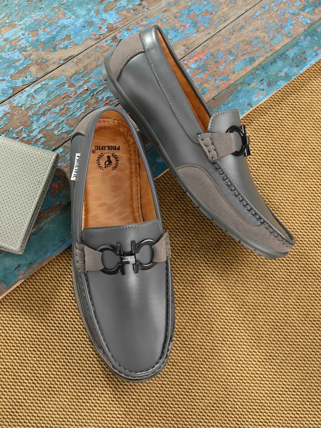 

Prolific Men Lightweight Horsebit Loafers, Grey