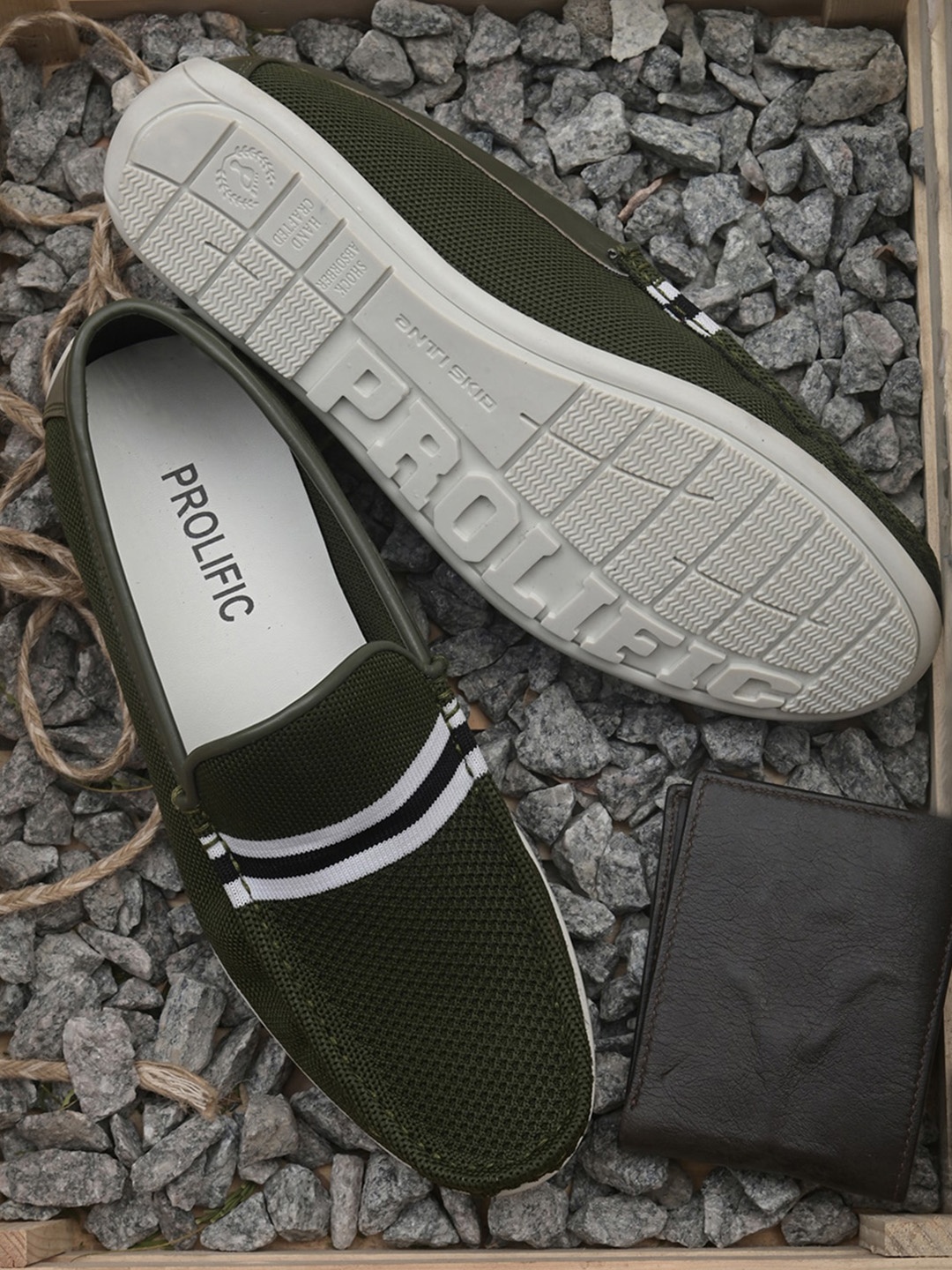 

Prolific Men Woven Design Loafers, Green