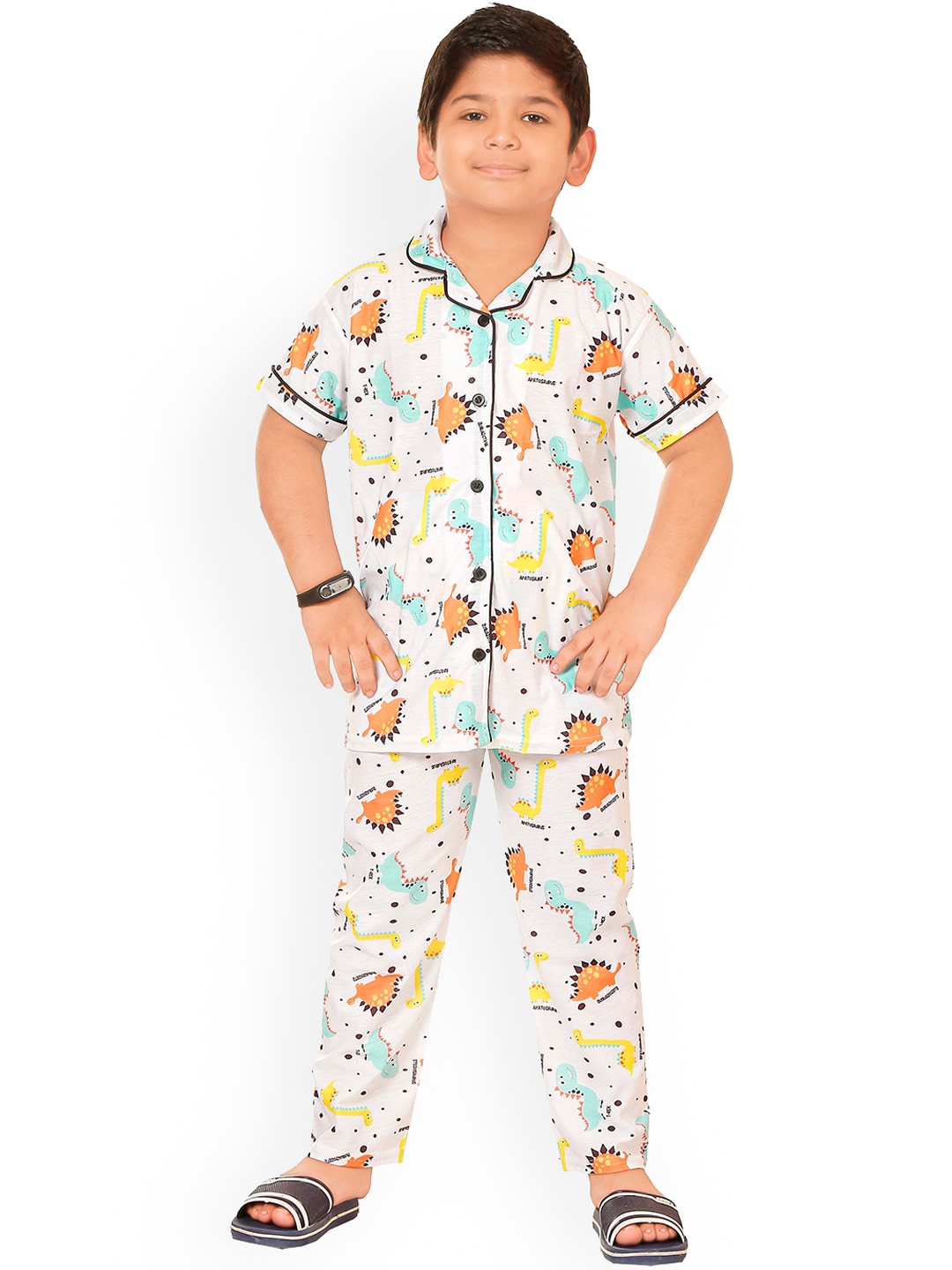 

BURBN Boys Conversational Printed Night Suit, White
