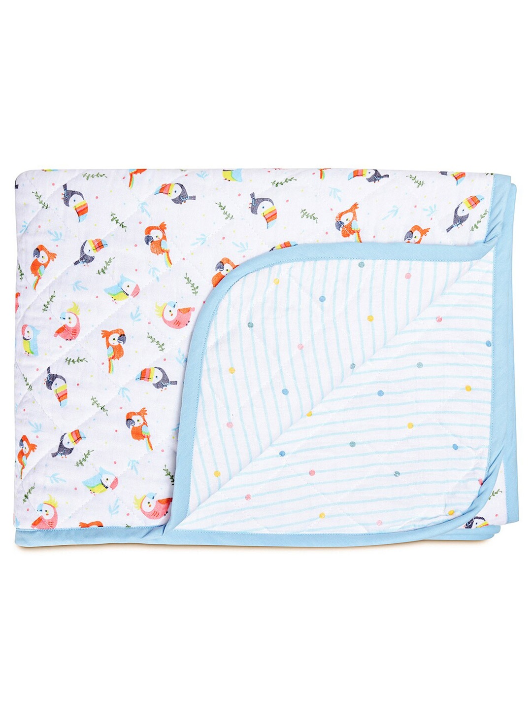 

haus & kinder Kids Peekaboo White & Blue Printed Summer 350 GSM Single Bed Quilt