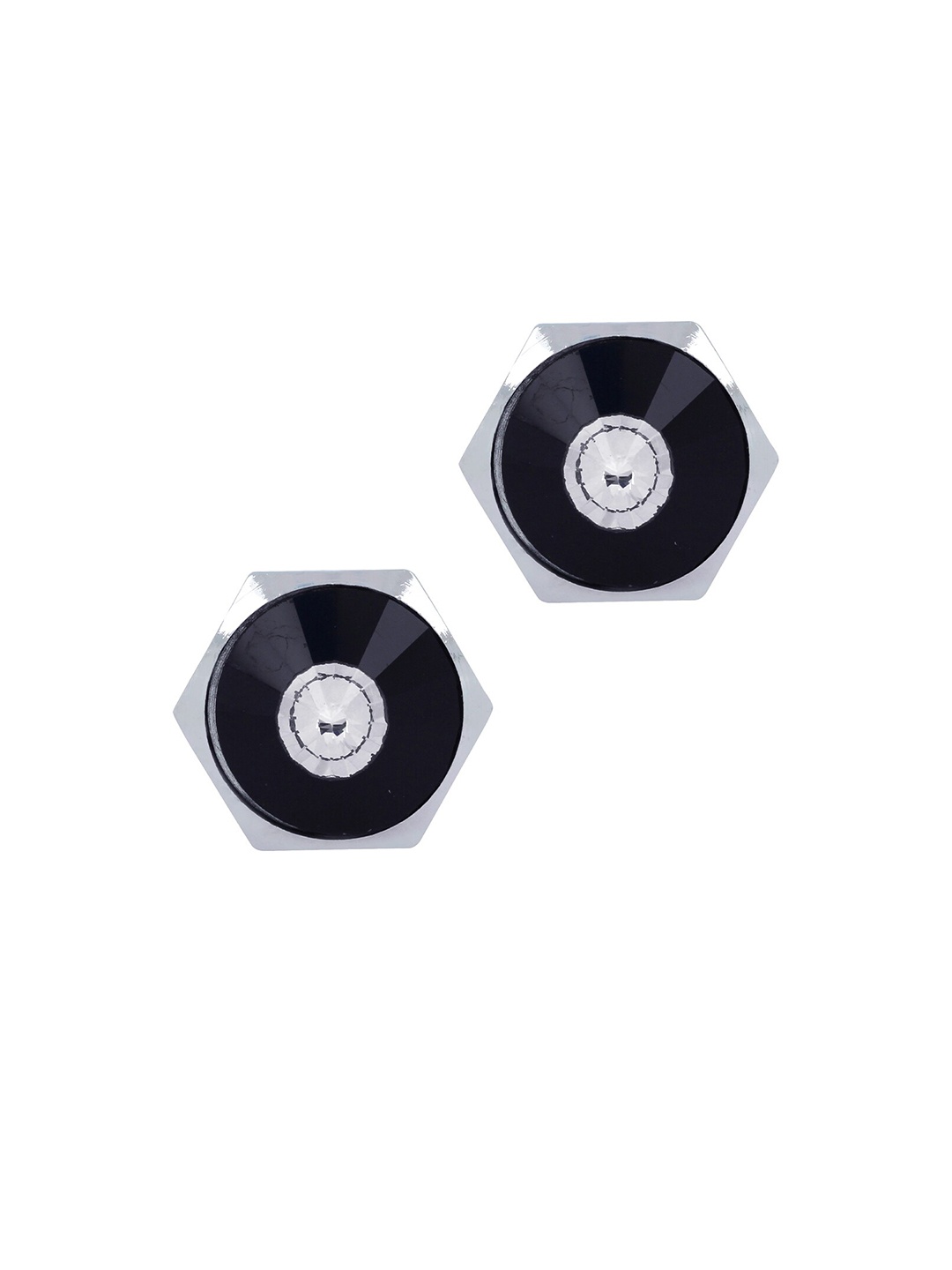 

ZIVOM Silver-Plated Hexagon Crystal Formal Cufflinks