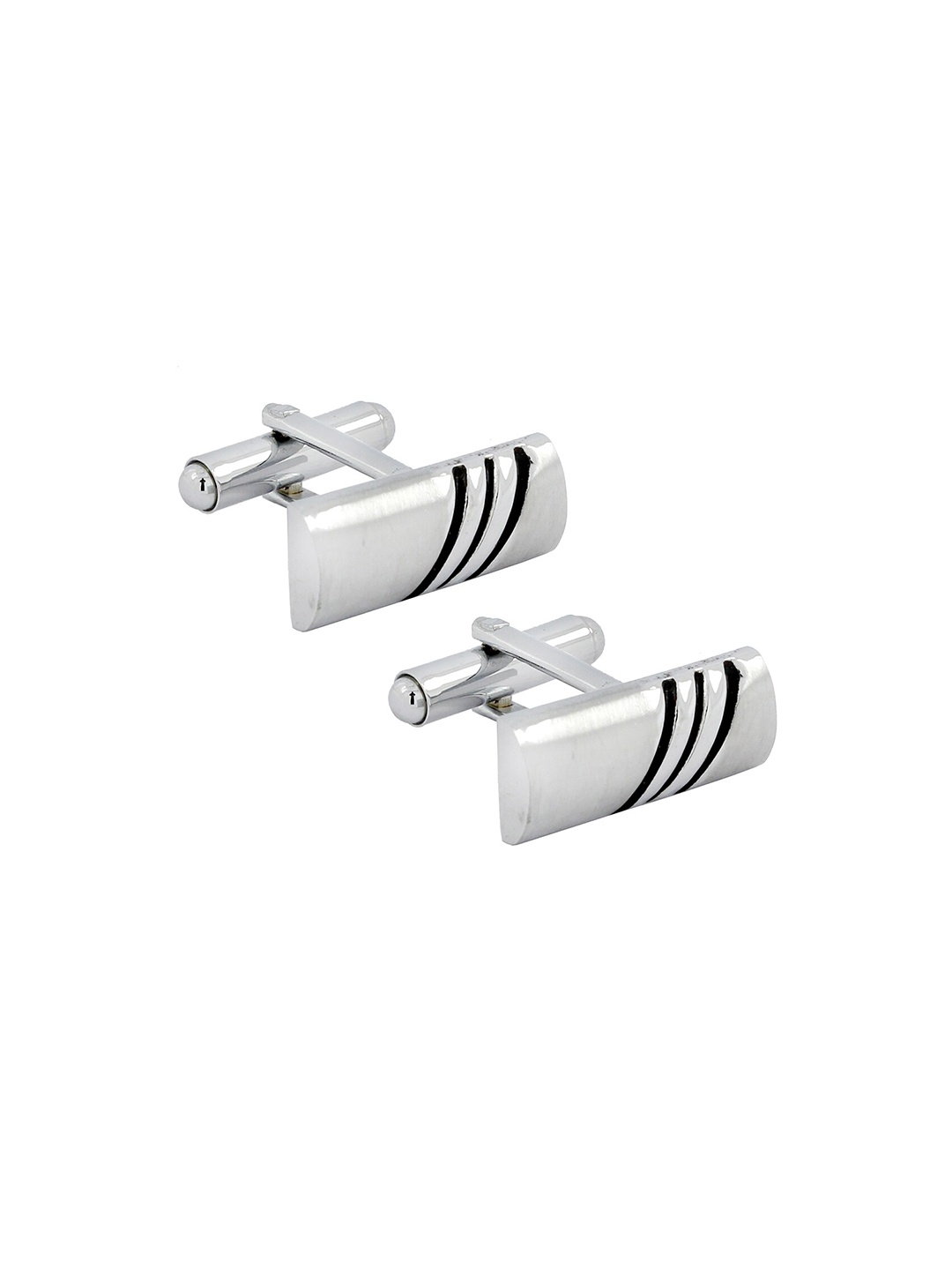 

ZIVOM Silver-Plated Stripes Formal Cufflinks