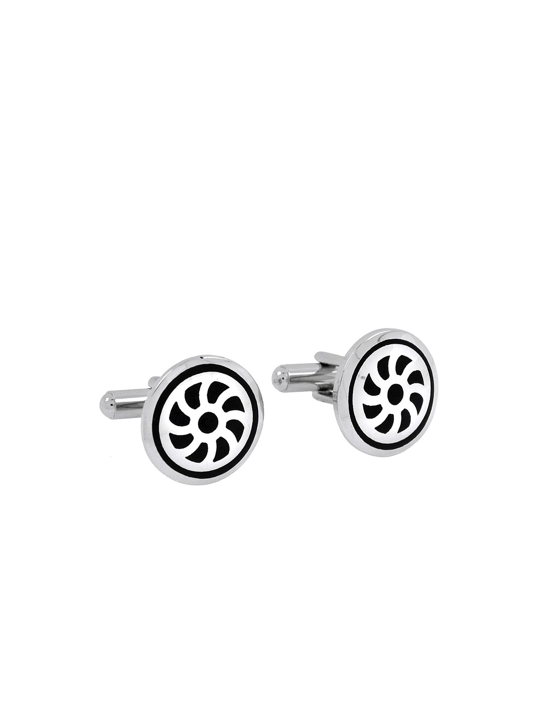 

ZIVOM Silver-Plated Textured Formal Shirt Cufflink