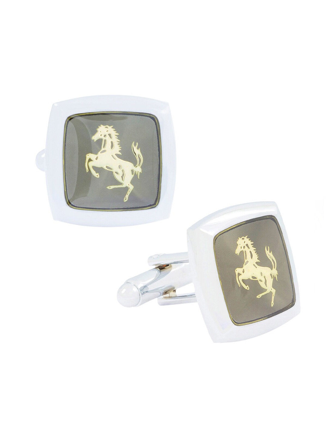 

ZIVOM Silver-Plated Printed Formal Shirt Cufflink